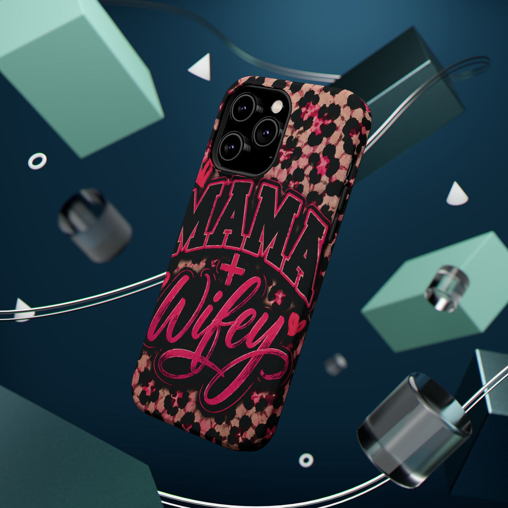 Phone Case — Pink Leopard "Mama Wifey" Magnetic Impact-Resistant Case