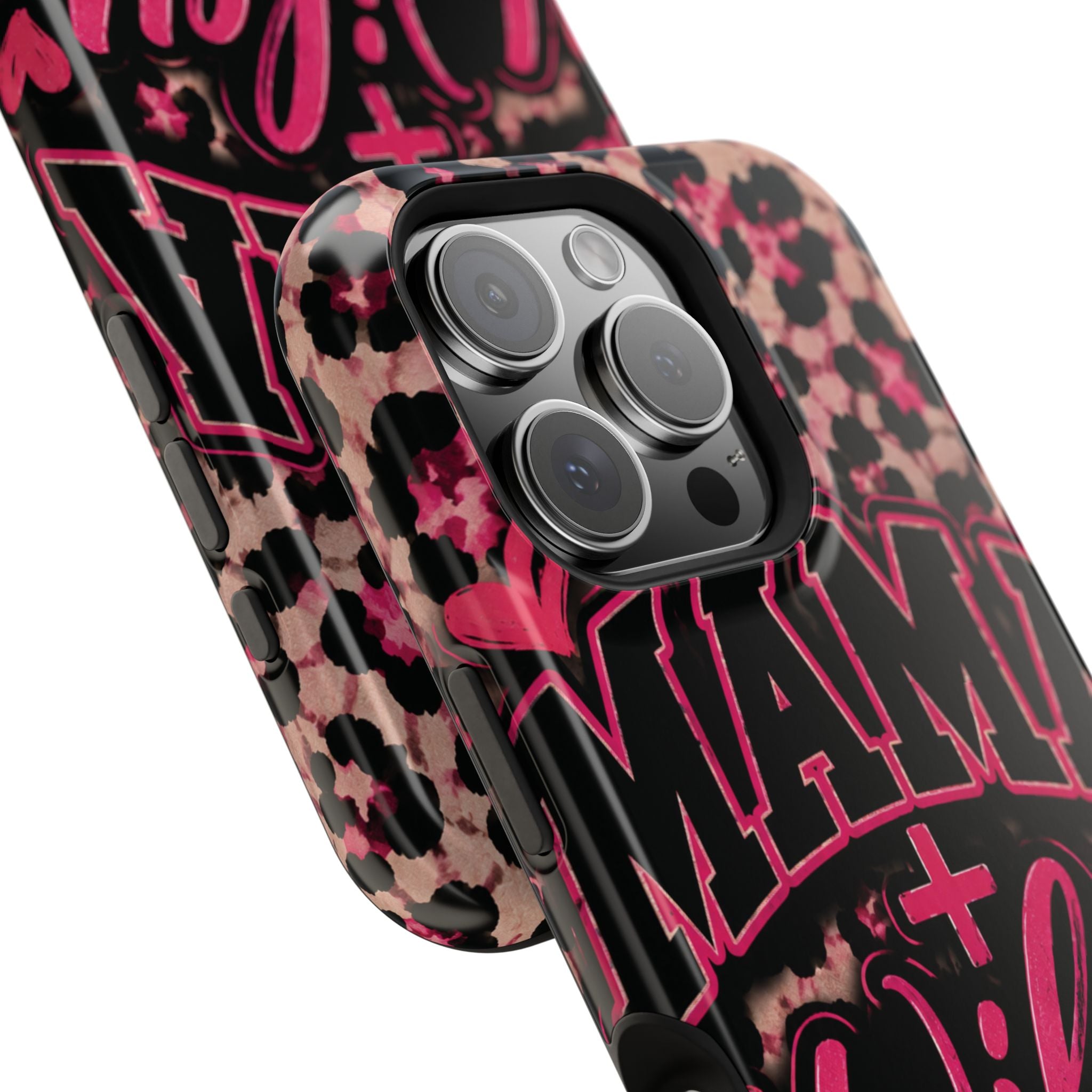 Phone Case — Pink Leopard "Mama Wifey" Magnetic Impact-Resistant Case