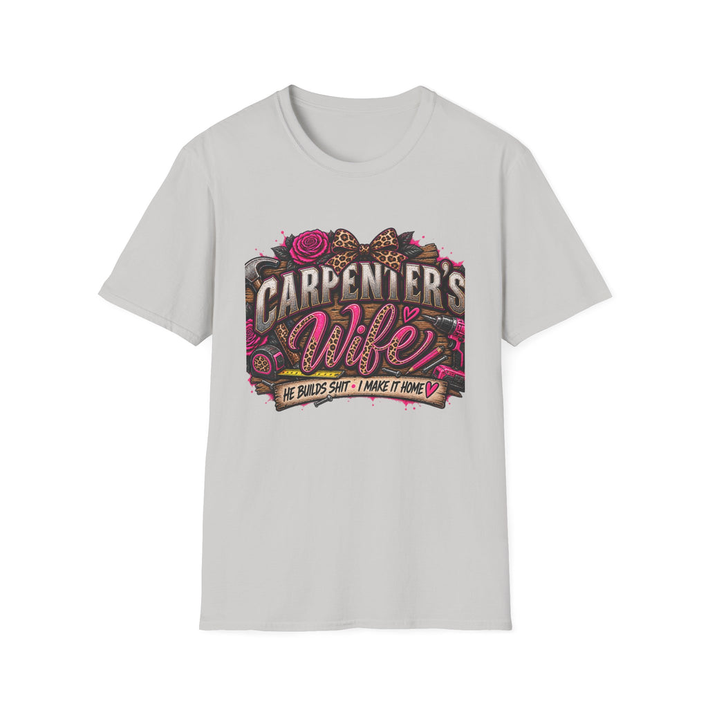 Carpenter's Wife T-Shirt — Floral Leopard Heart Design