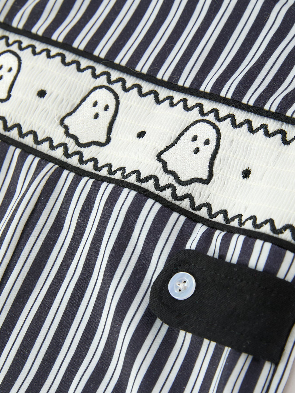 Halloween Ghost Smocked Boys Jon Jon Embroidered Romper