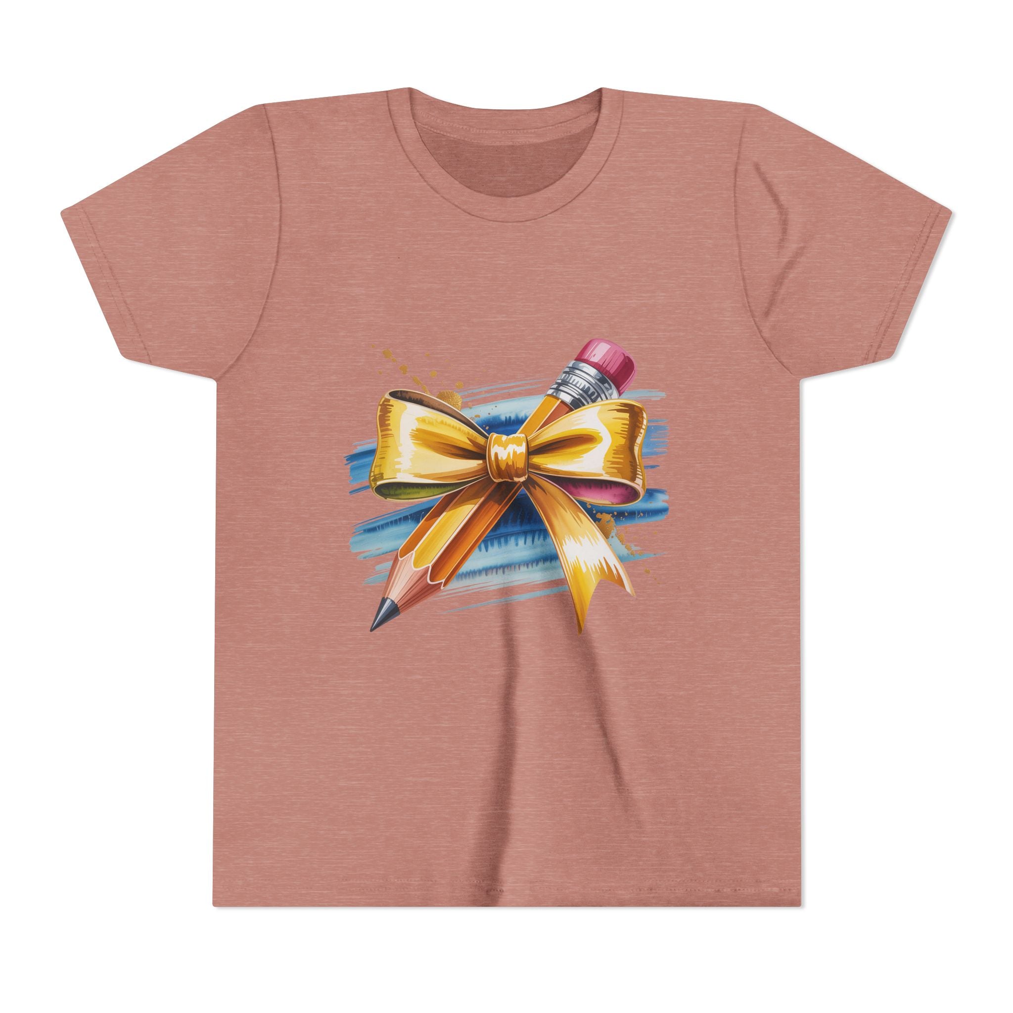 Youth Tee — Pencil with Gold Bow Back-to-School