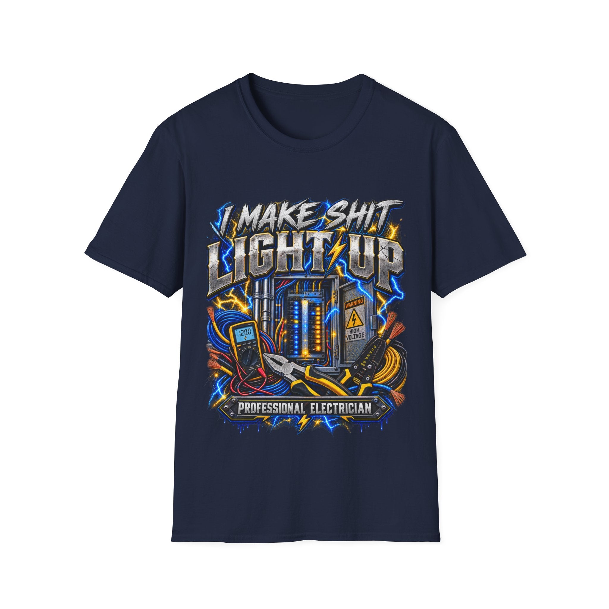 Electrician T-Shirt — "I Make Shit Light Up" Graphic Tee