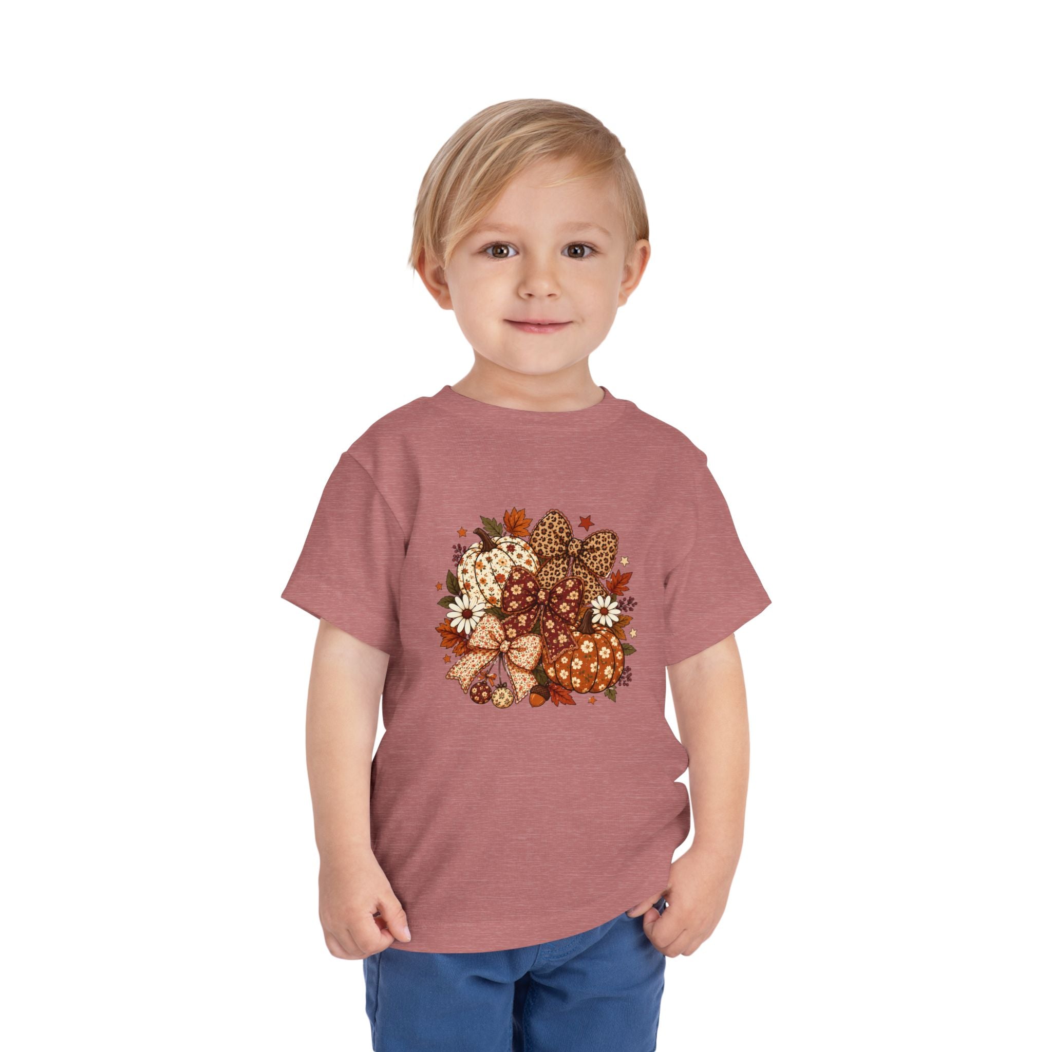 Toddler Tee — Autumn Leopard Floral Pumpkins Fall Bouquet