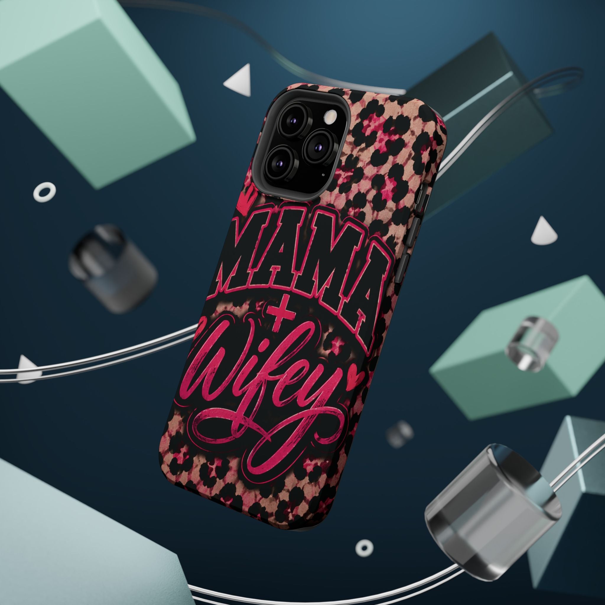 Phone Case — Pink Leopard "Mama Wifey" Magnetic Impact-Resistant Case