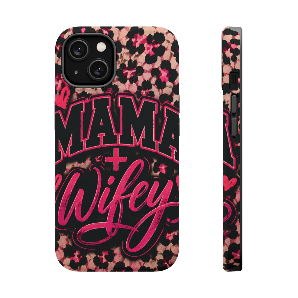 Phone Case — Pink Leopard "Mama Wifey" Magnetic Impact-Resistant Case