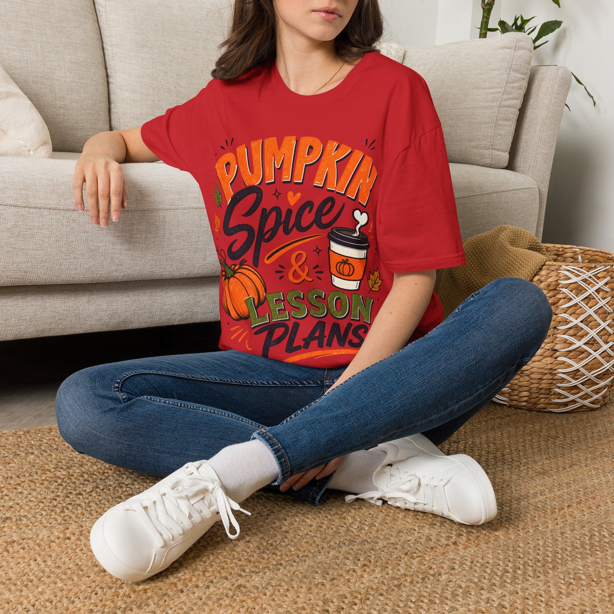 Pumpkin Spice & Lesson Plans T-Shirt — Cozy Fall Teacher Shirt