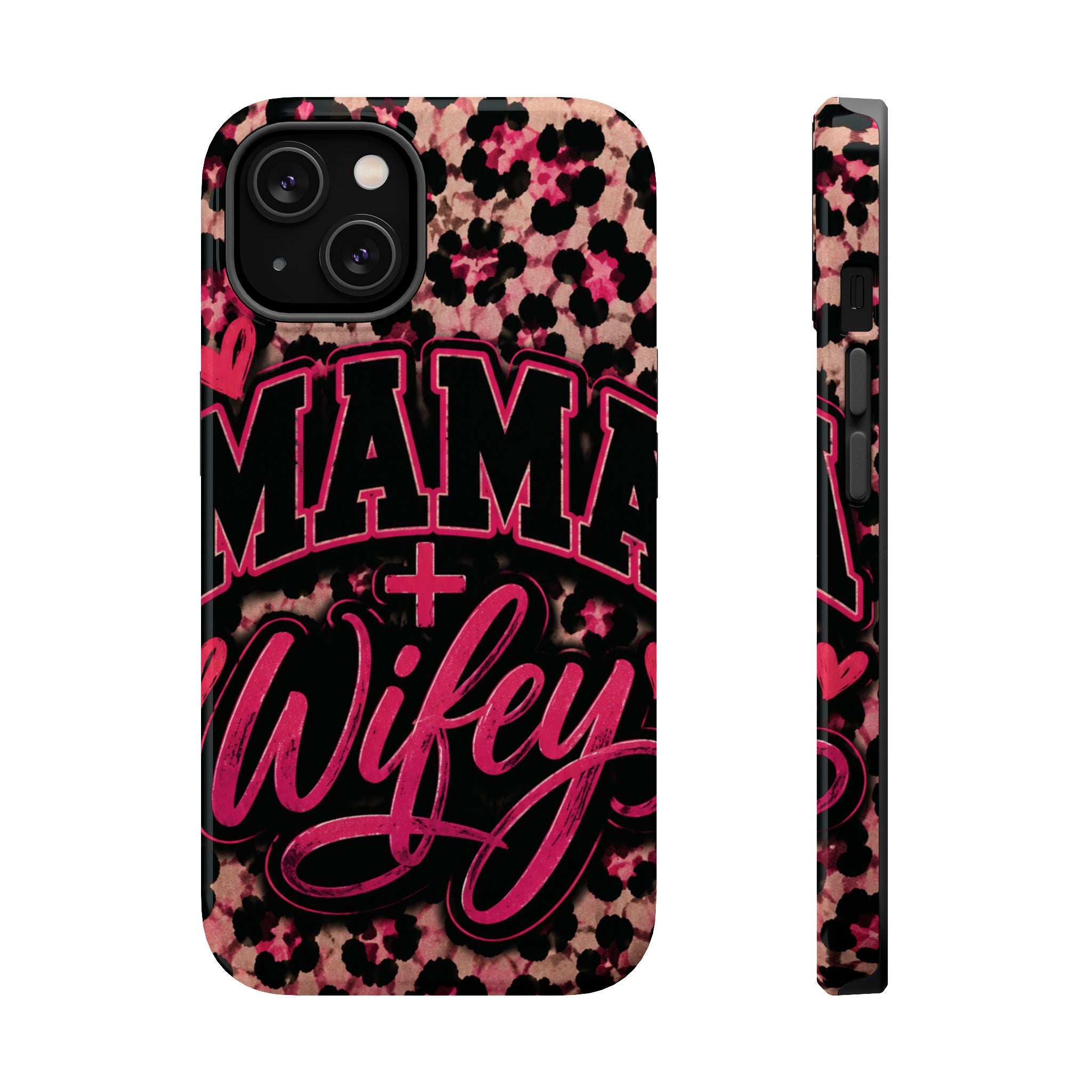Phone Case — Pink Leopard "Mama Wifey" Magnetic Impact-Resistant Case