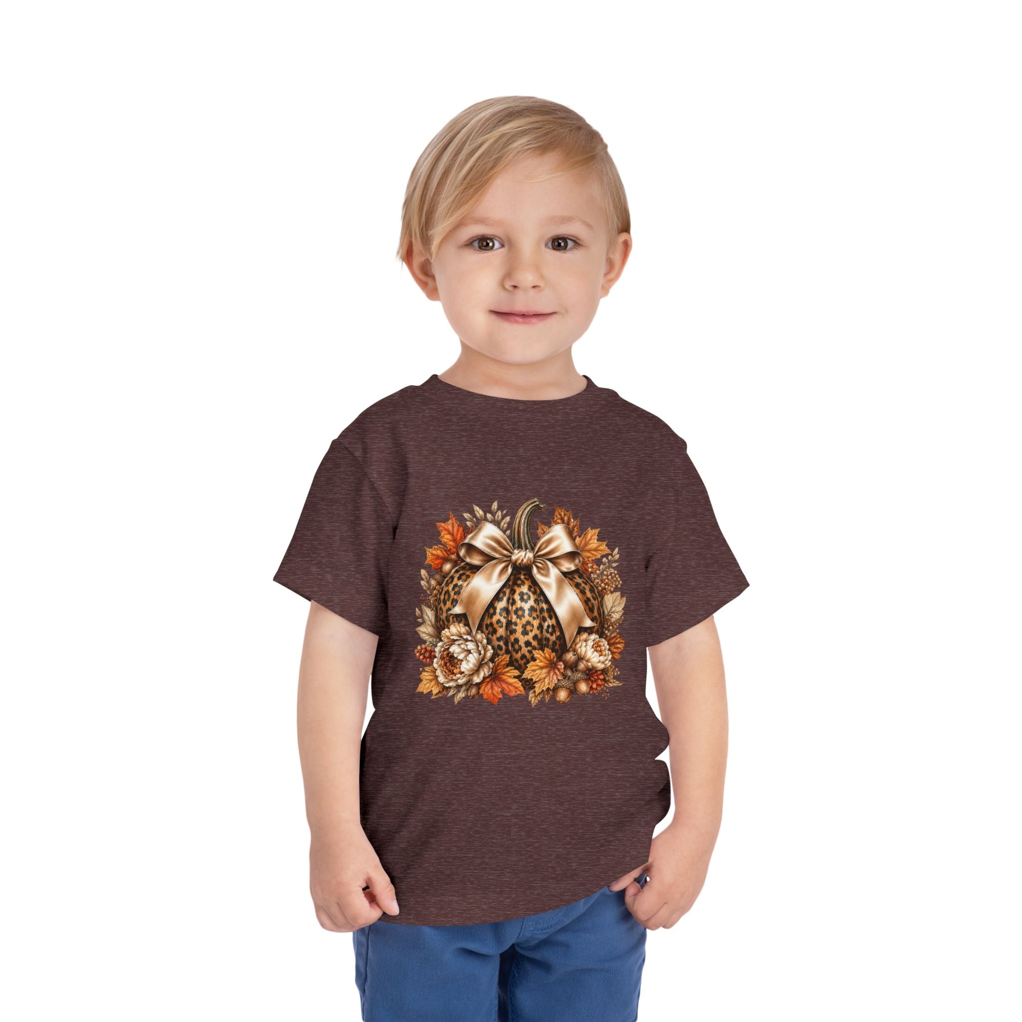 Toddler Tee — Leopard Pumpkin Fall Floral Design