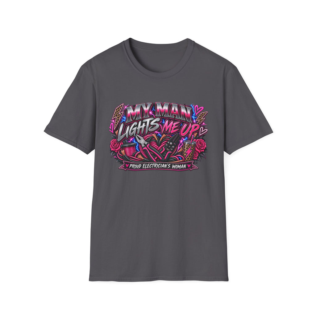 T‑Shirt — "My Man Lights Me Up" Retro Neon Floral Graphic Tee