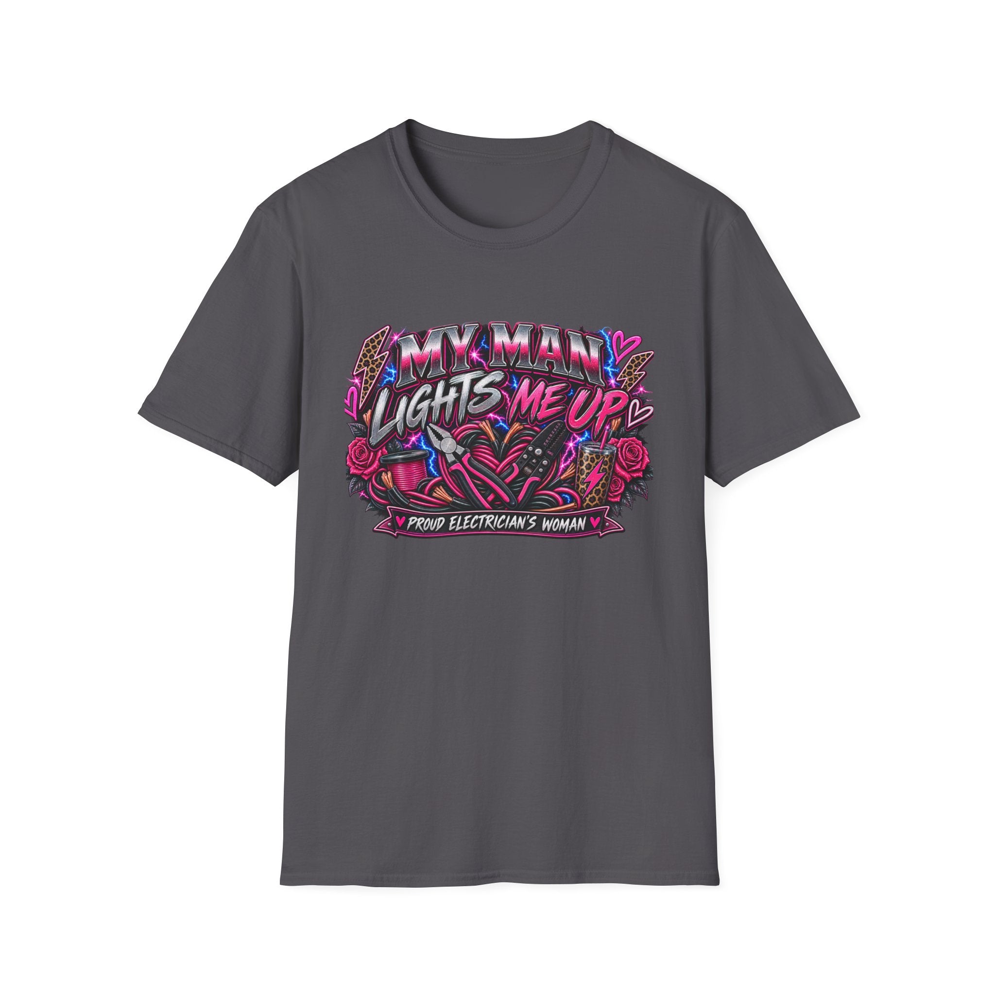 T‑Shirt — "My Man Lights Me Up" Retro Neon Floral Graphic Tee