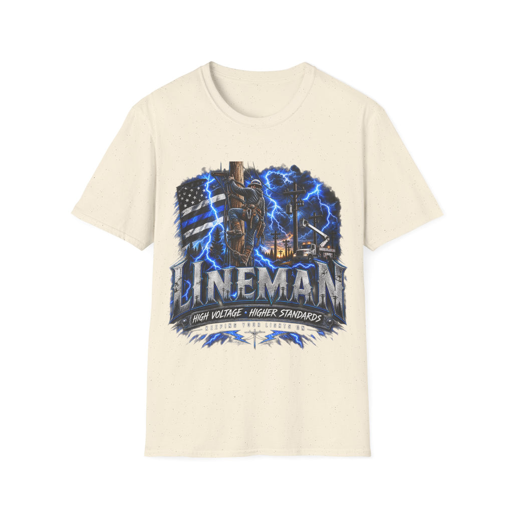 Lineman Lightning Graphic T-Shirt — Proud Electrical Worker Tribute