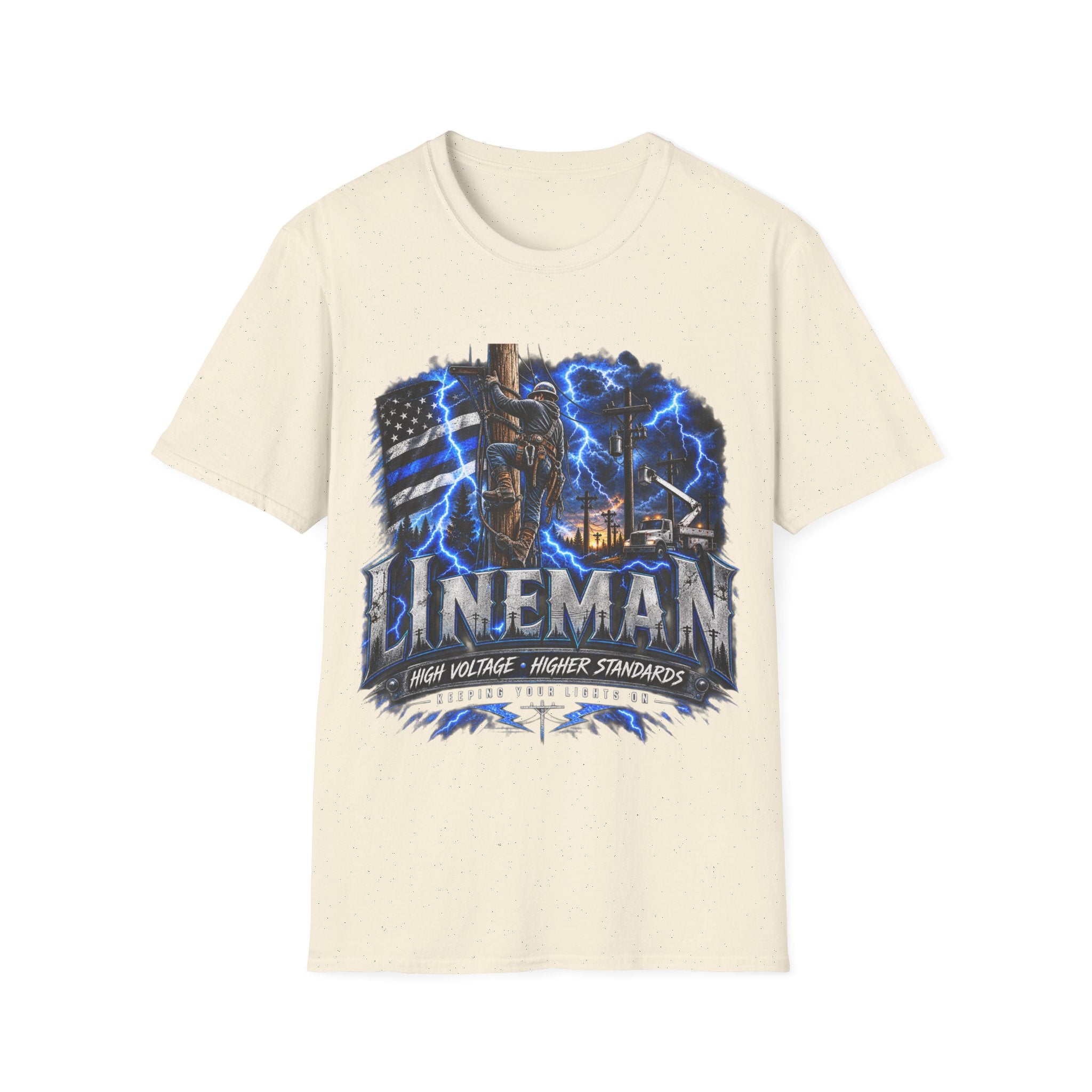Lineman Lightning Graphic T-Shirt — Proud Electrical Worker Tribute