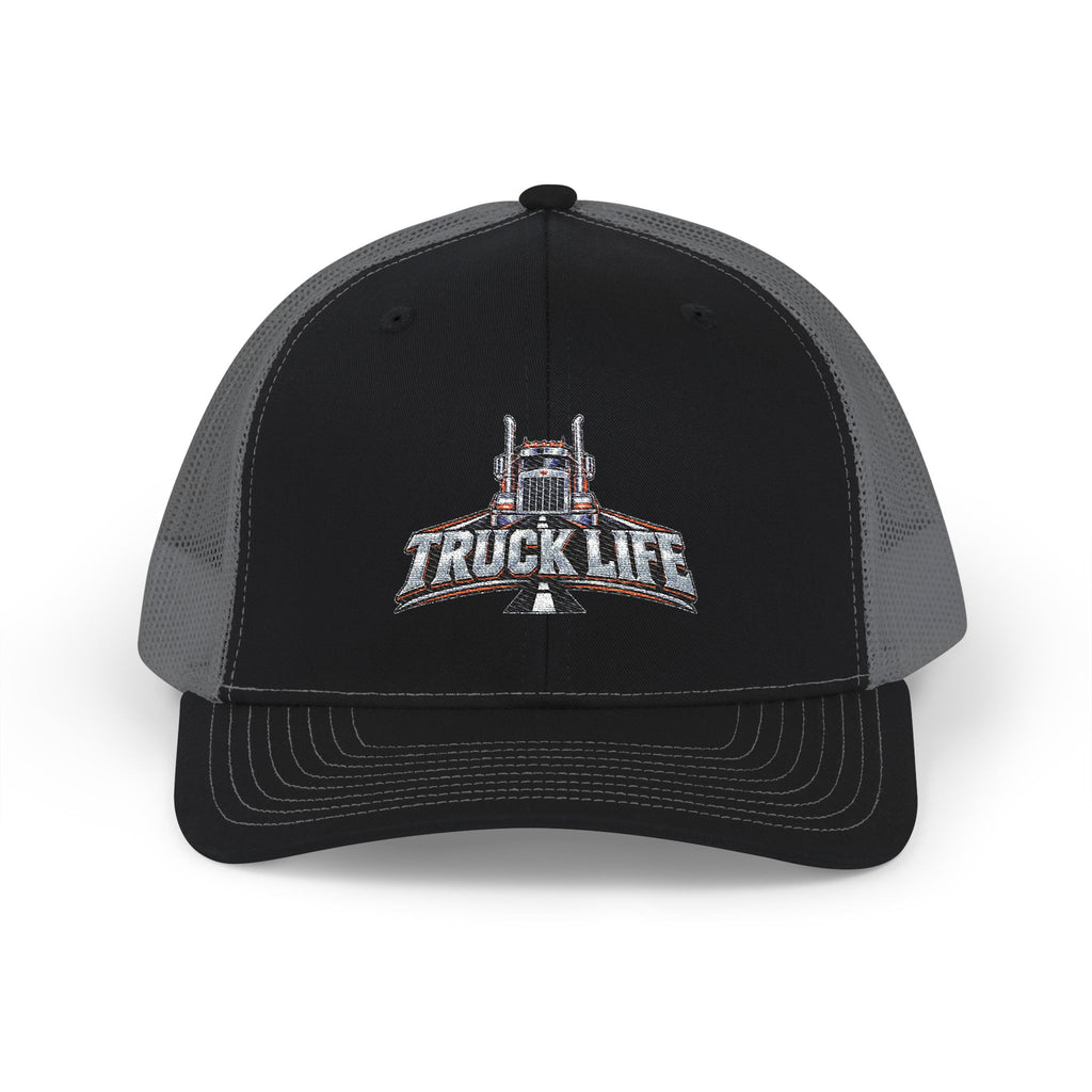 Truck Life Snapback Trucker Cap — Embroidered Semi Truck Dad Hat for Truckers & Road Lovers