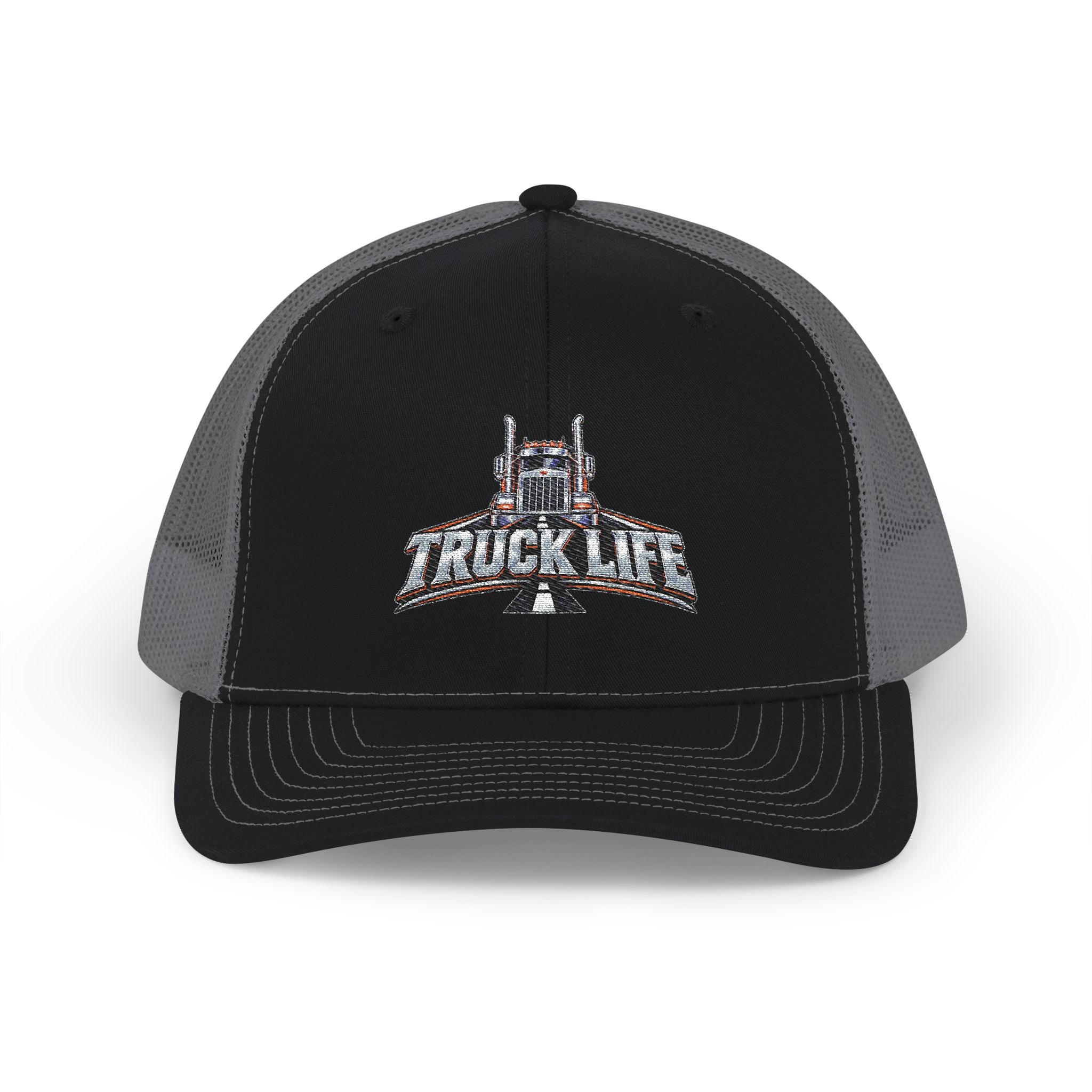 Truck Life Snapback Trucker Cap — Embroidered Semi Truck Dad Hat for Truckers & Road Lovers