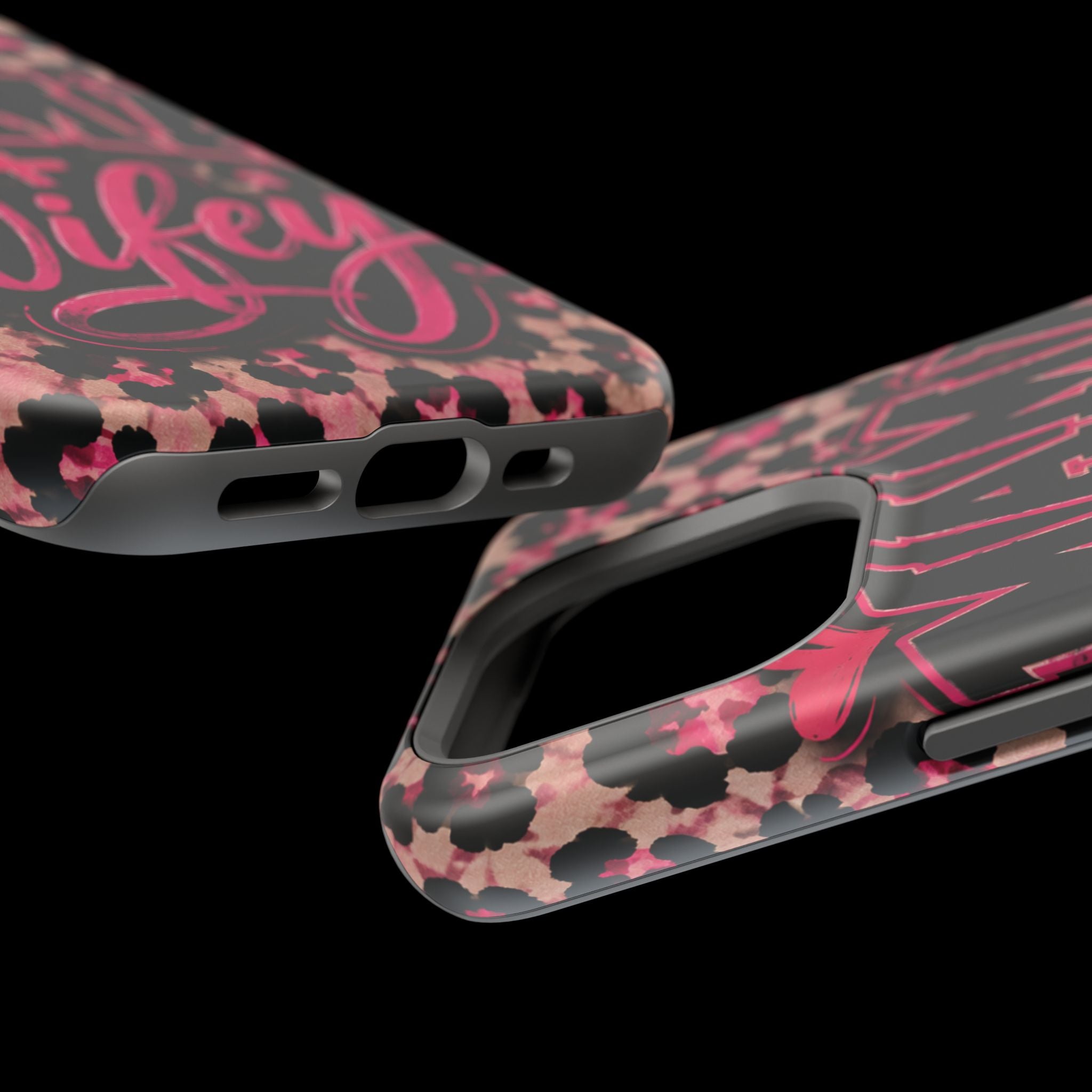 Phone Case — Pink Leopard "Mama Wifey" Magnetic Impact-Resistant Case
