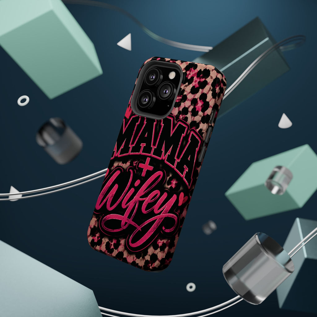 Phone Case — Pink Leopard "Mama Wifey" Magnetic Impact-Resistant Case