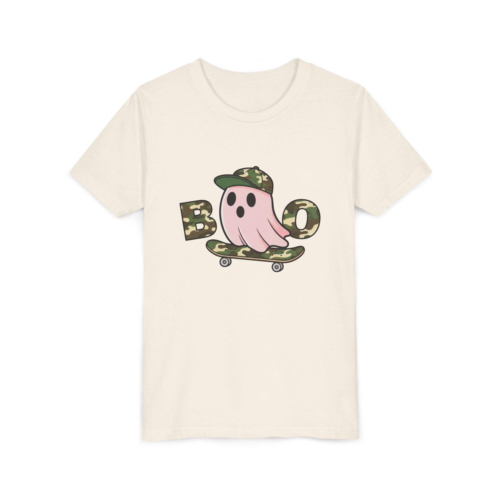 Youth Tee — Camo Skate Ghost “Boo” Graphic Tee