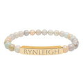 Engravable Natural Stone Bar Bracelet — Personalized Stretch Bead Bracelet