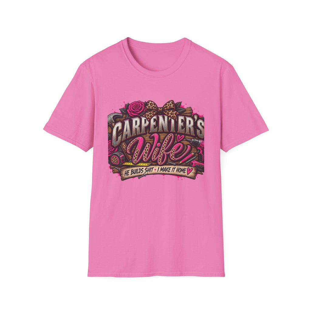 Carpenter's Wife T-Shirt — Floral Leopard Heart Design