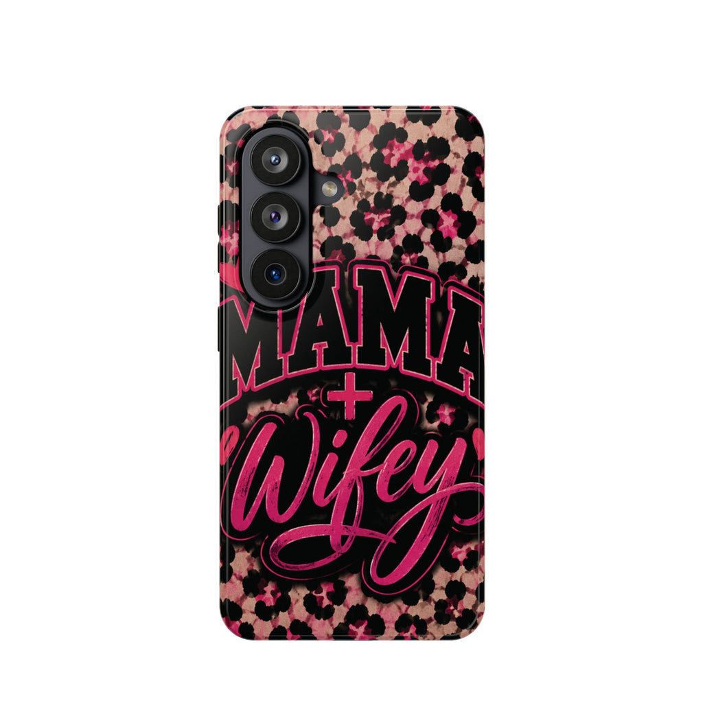 Phone Case — Pink Leopard "Mama Wifey" Magnetic Impact-Resistant Case