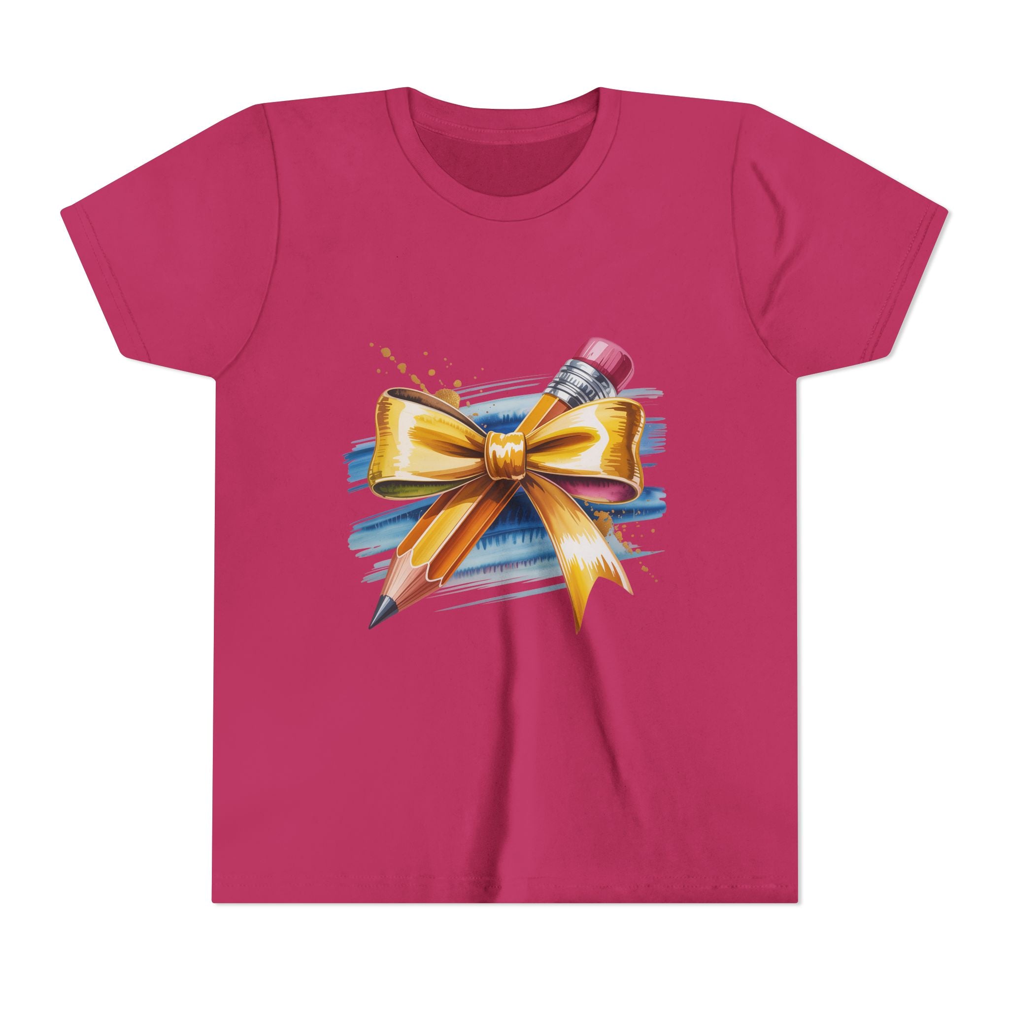 Youth Tee — Pencil with Gold Bow Back-to-School