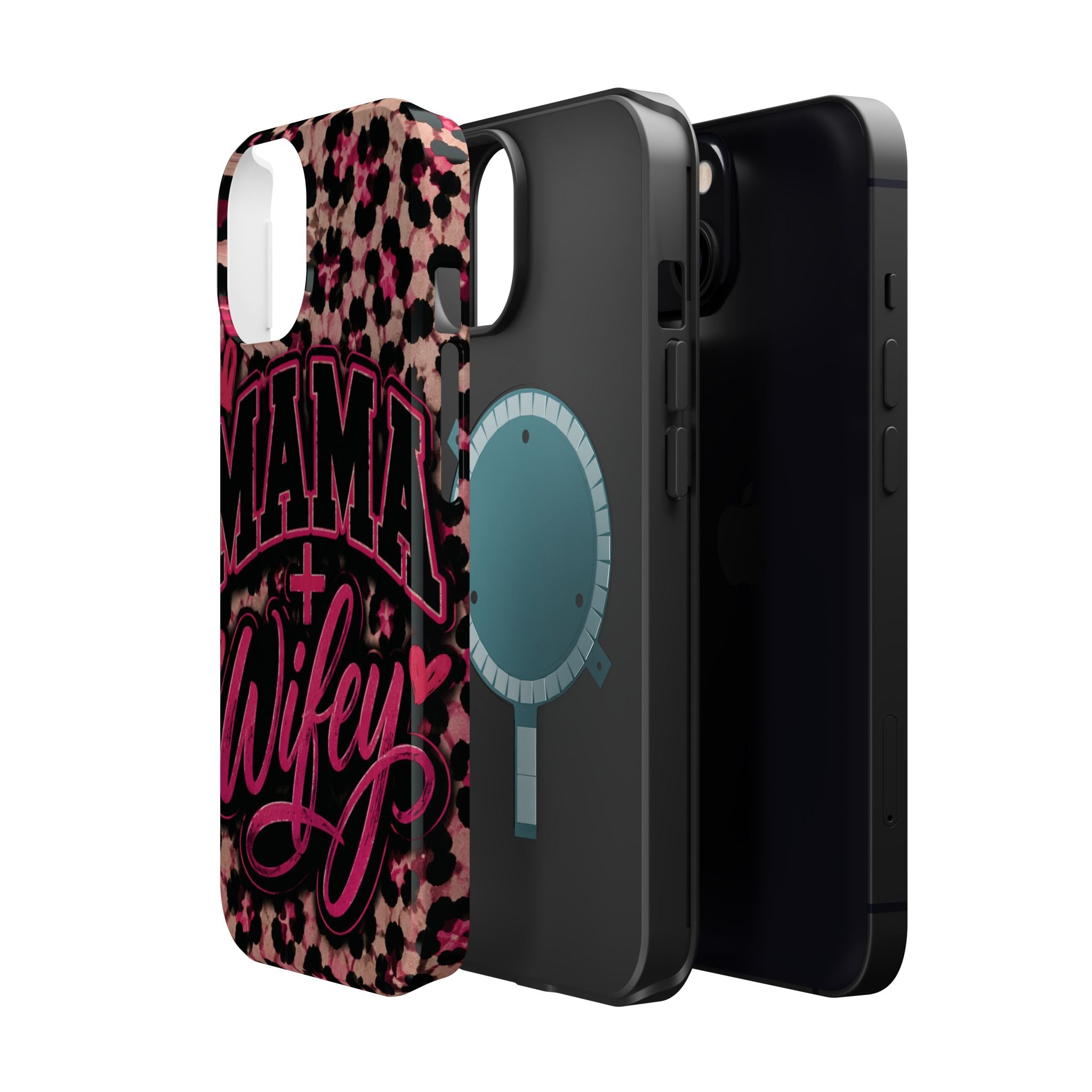 Phone Case — Pink Leopard "Mama Wifey" Magnetic Impact-Resistant Case