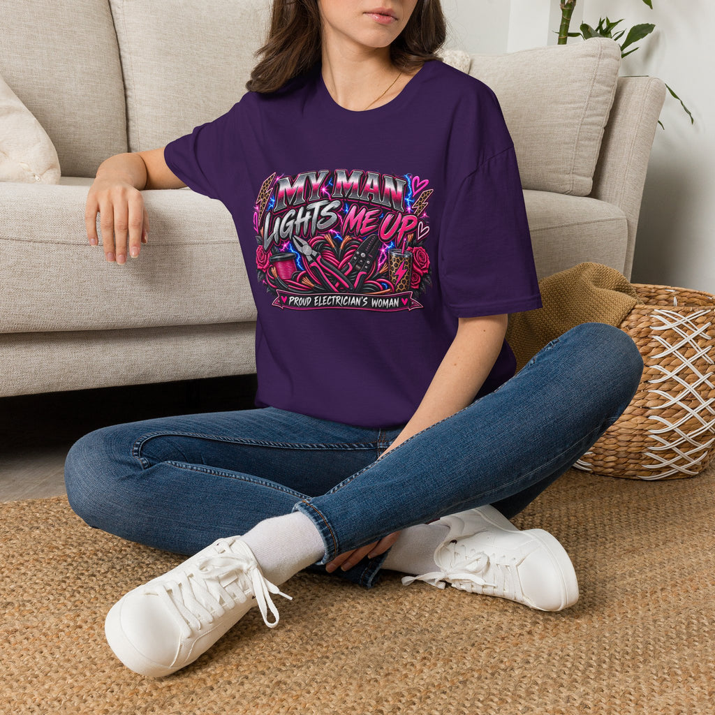 T‑Shirt — "My Man Lights Me Up" Retro Neon Floral Graphic Tee