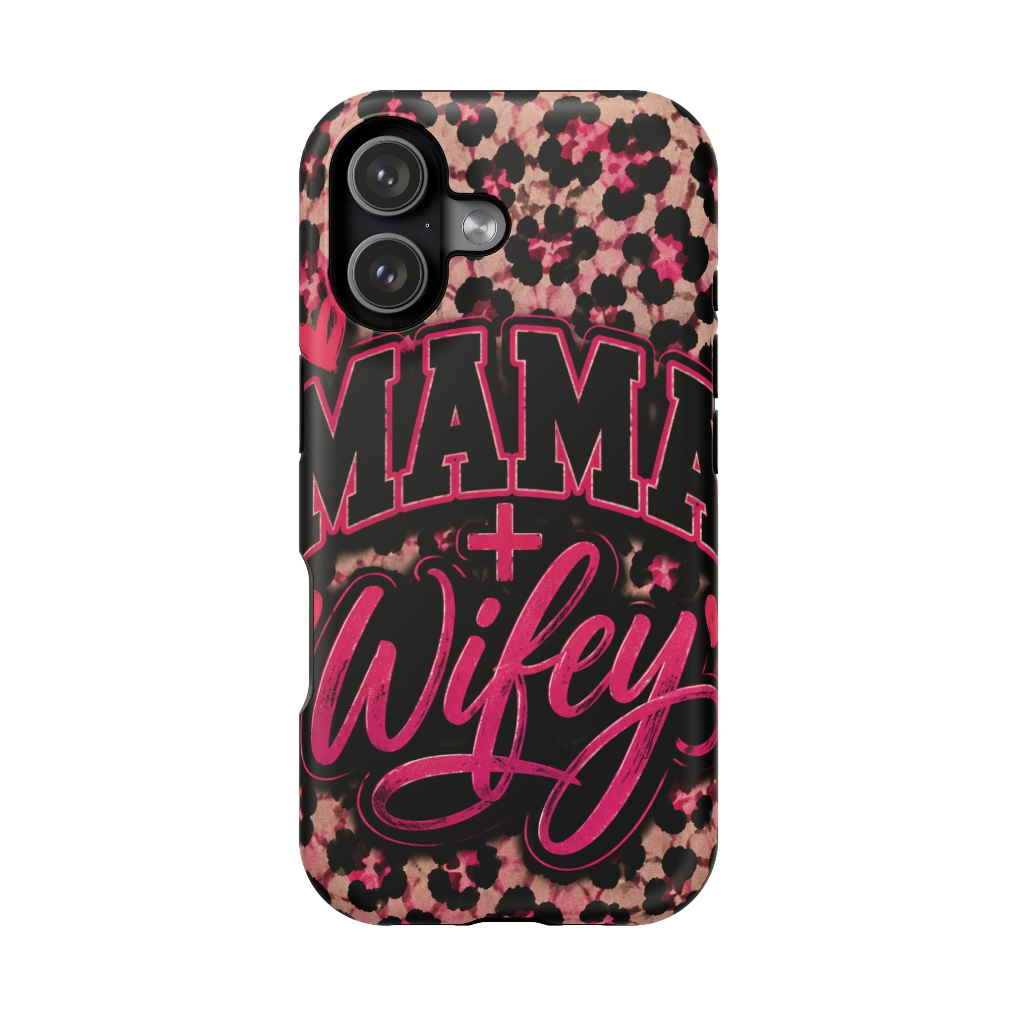 Phone Case — Pink Leopard "Mama Wifey" Magnetic Impact-Resistant Case
