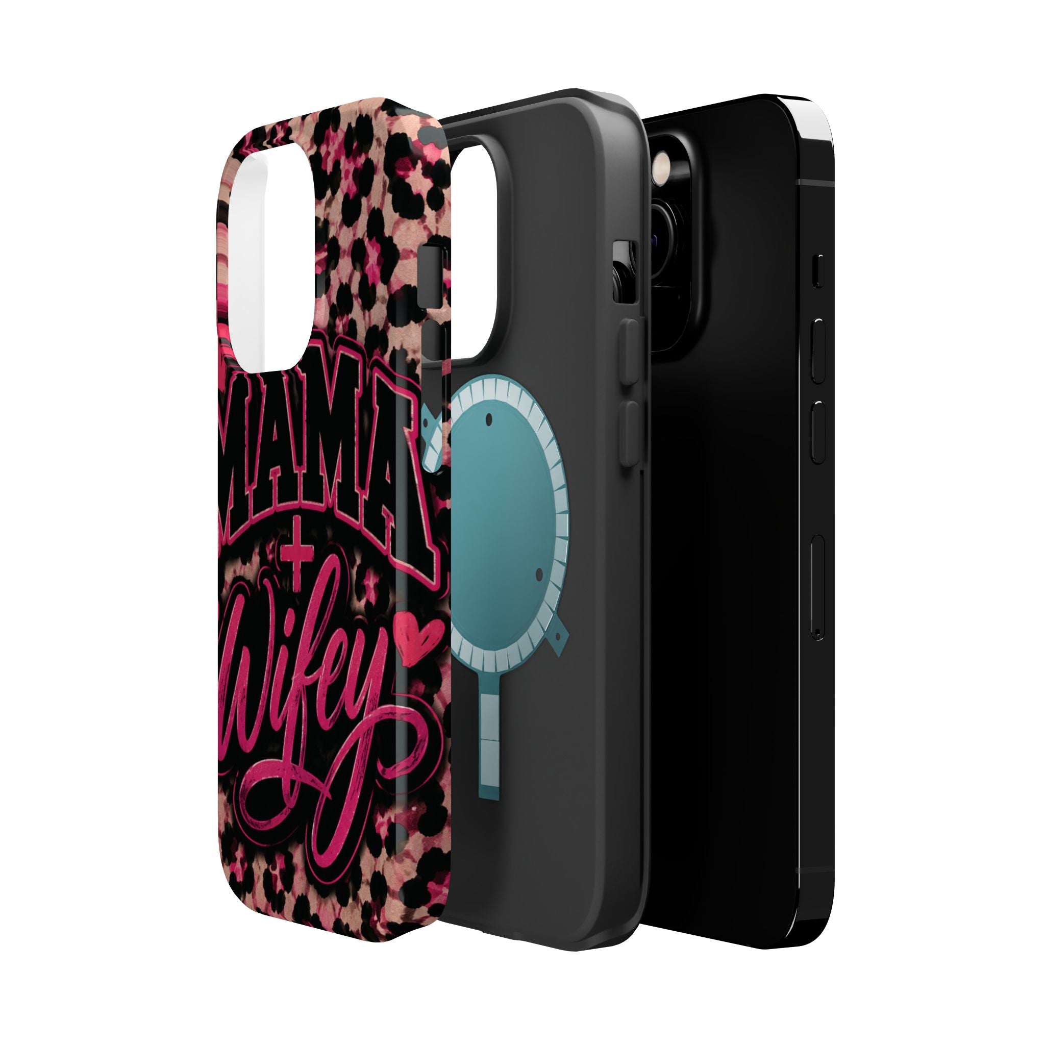 Phone Case — Pink Leopard "Mama Wifey" Magnetic Impact-Resistant Case