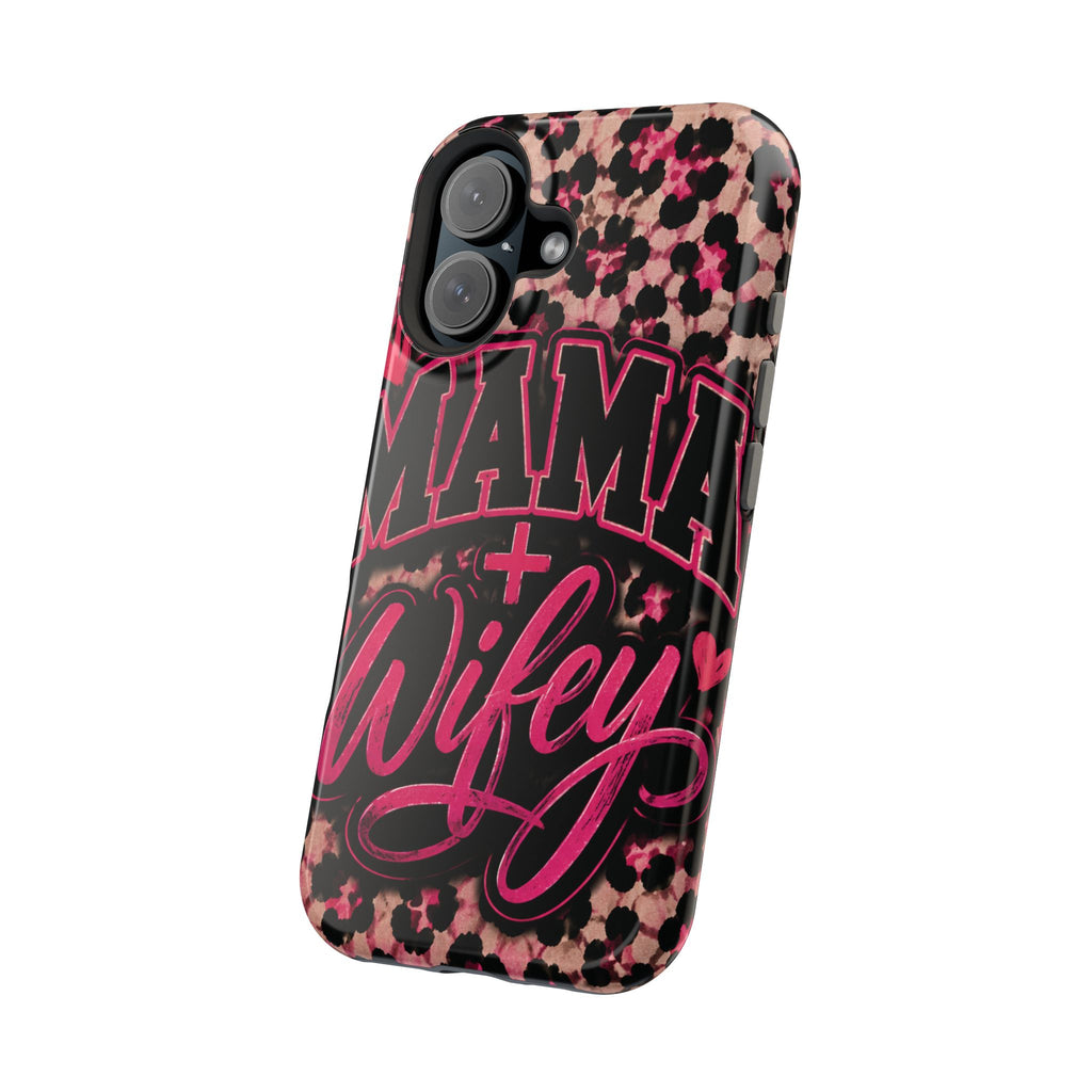 Phone Case — Pink Leopard "Mama Wifey" Magnetic Impact-Resistant Case