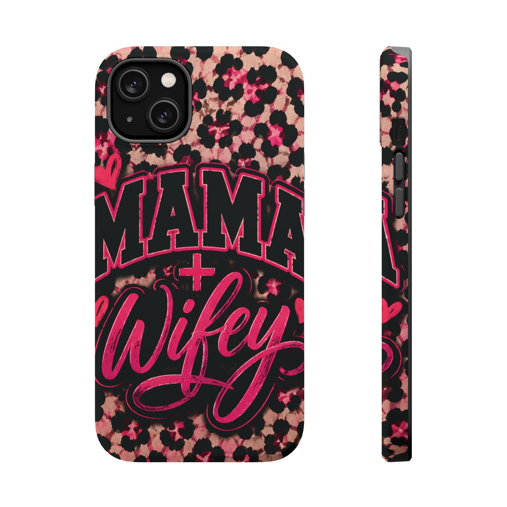 Phone Case — Pink Leopard "Mama Wifey" Magnetic Impact-Resistant Case