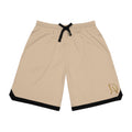 Beige Basketball Shorts with Black Trim – Athletic Ribbed Performance Shorts