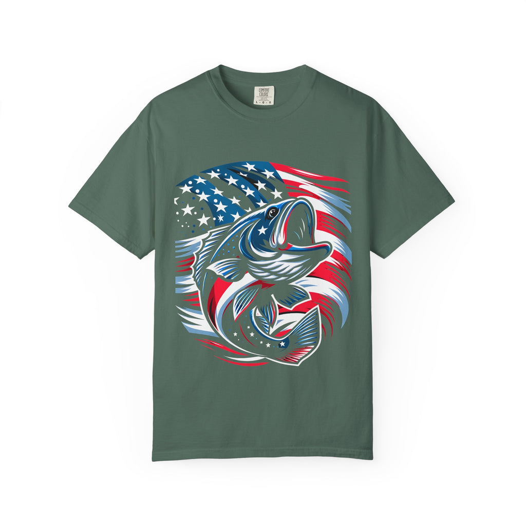 American Flag Bass T-Shirt — Patriotic Fishing Tee