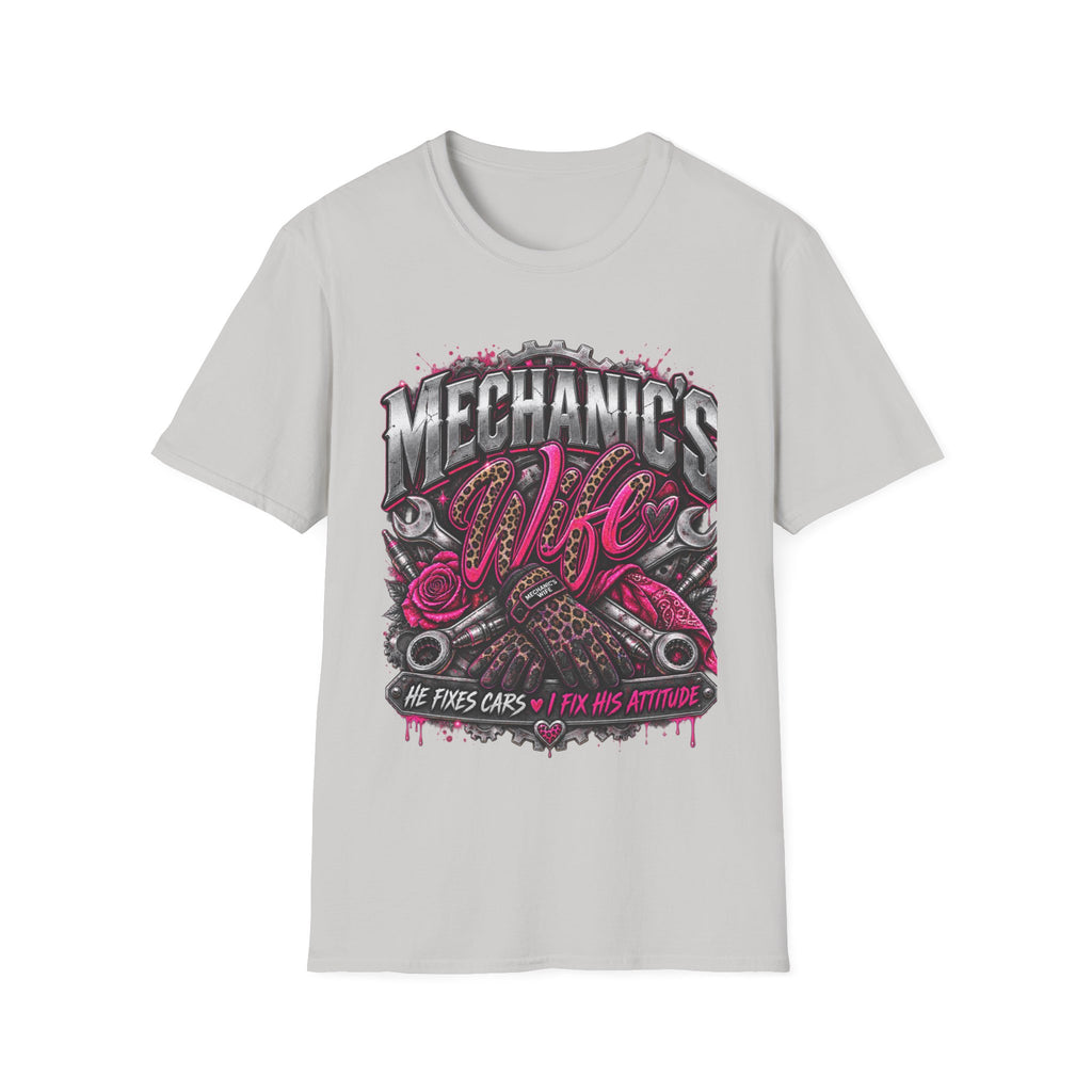 Mechanic's Wife T-Shirt — Feminine Auto Shop Tee for Gearhead Partners