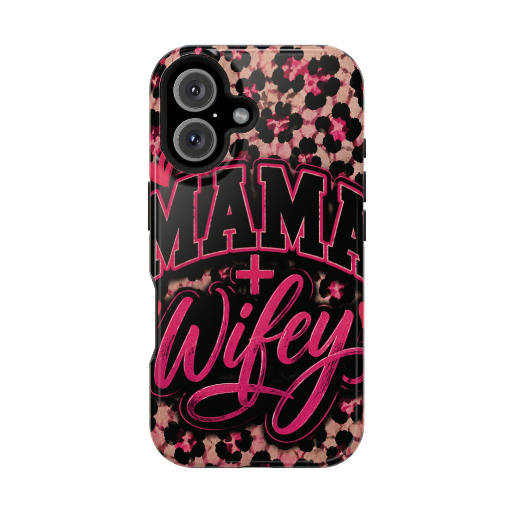 Phone Case — Pink Leopard "Mama Wifey" Magnetic Impact-Resistant Case