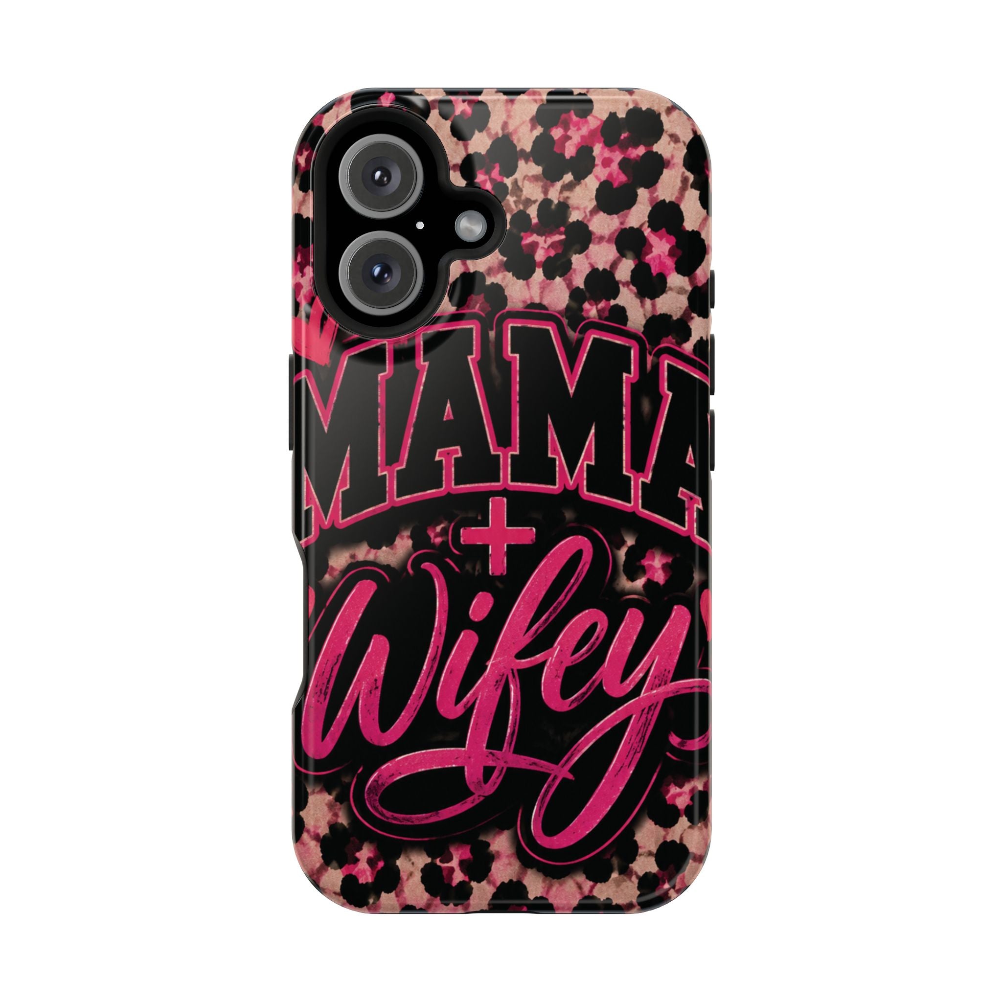Phone Case — Pink Leopard "Mama Wifey" Magnetic Impact-Resistant Case