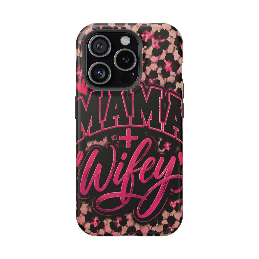 Phone Case — Pink Leopard "Mama Wifey" Magnetic Impact-Resistant Case
