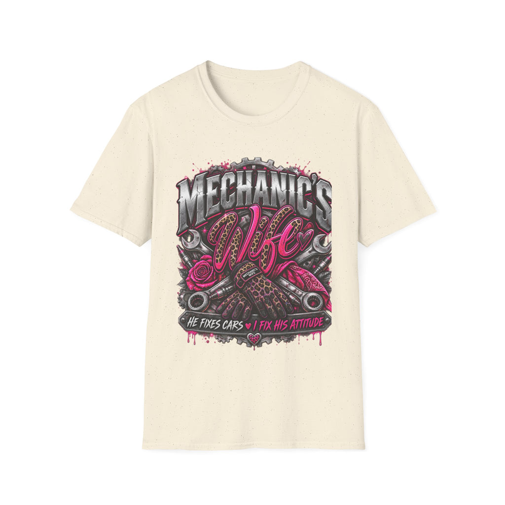 Mechanic's Wife T-Shirt — Feminine Auto Shop Tee for Gearhead Partners