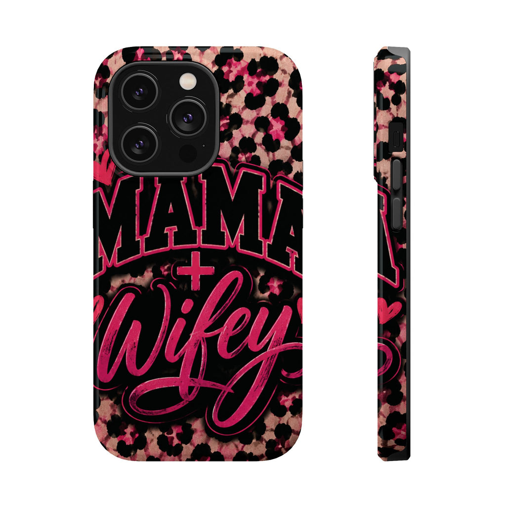 Phone Case — Pink Leopard "Mama Wifey" Magnetic Impact-Resistant Case