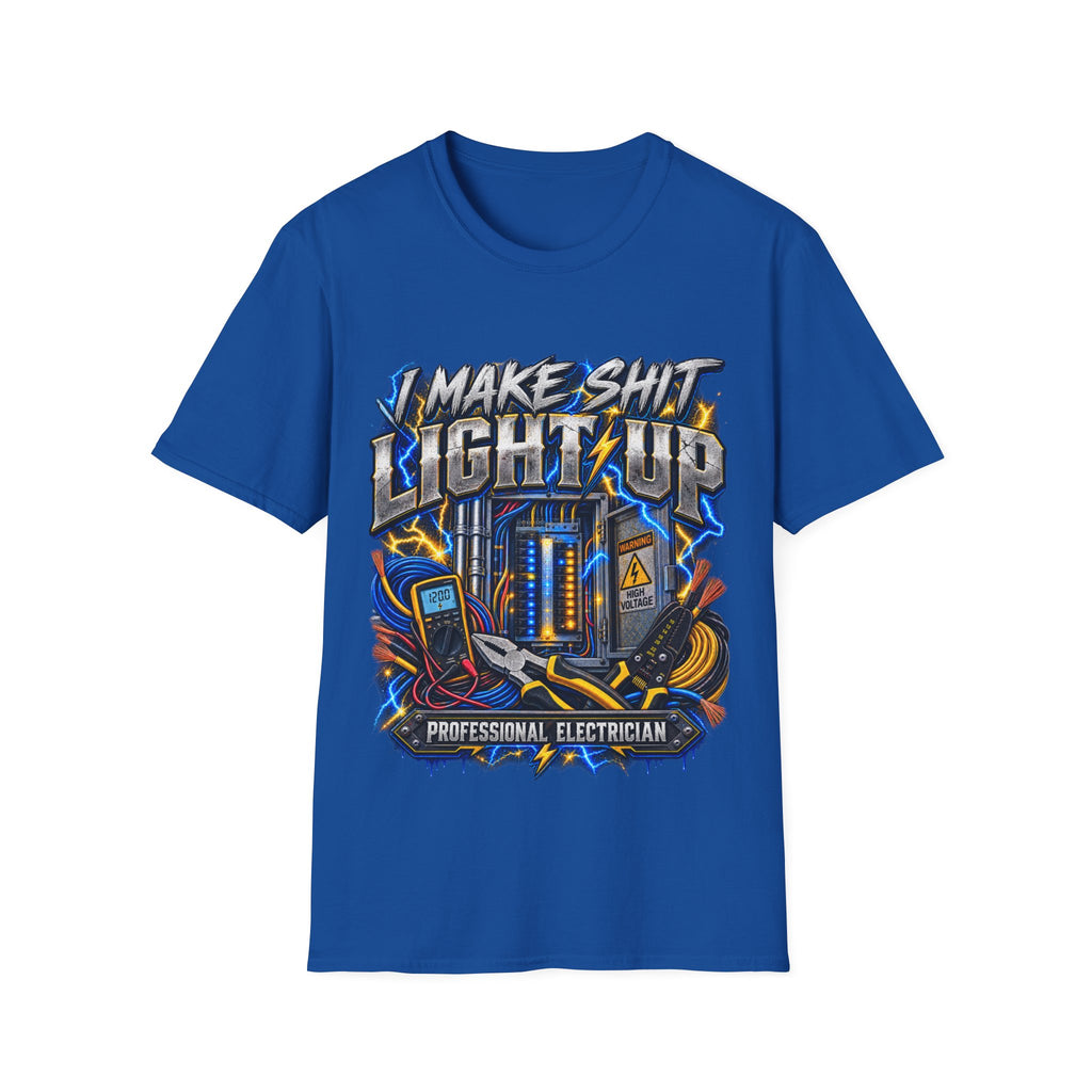 Electrician T-Shirt — "I Make Shit Light Up" Graphic Tee