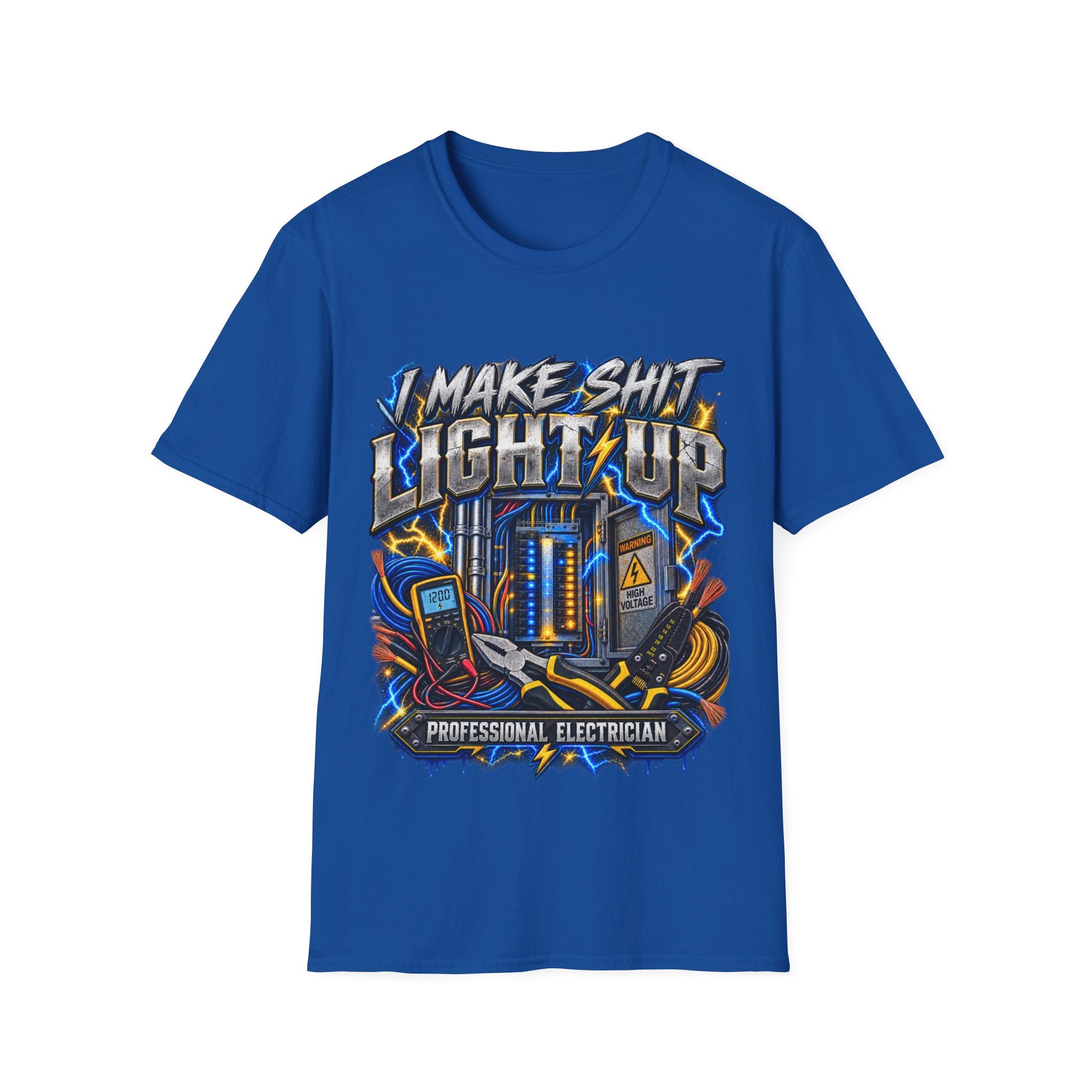 Electrician T-Shirt — "I Make Shit Light Up" Graphic Tee