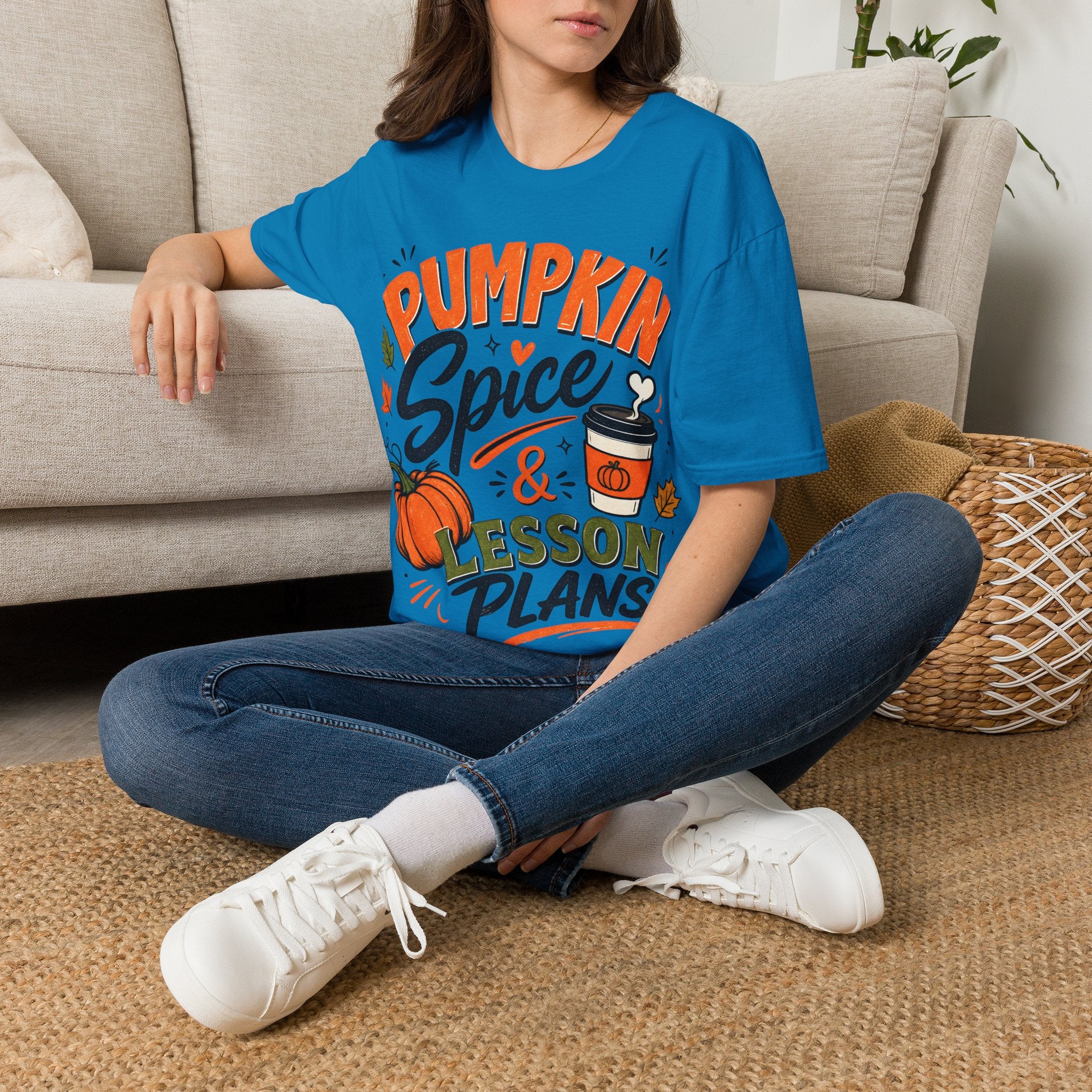 Pumpkin Spice & Lesson Plans T-Shirt — Cozy Fall Teacher Shirt