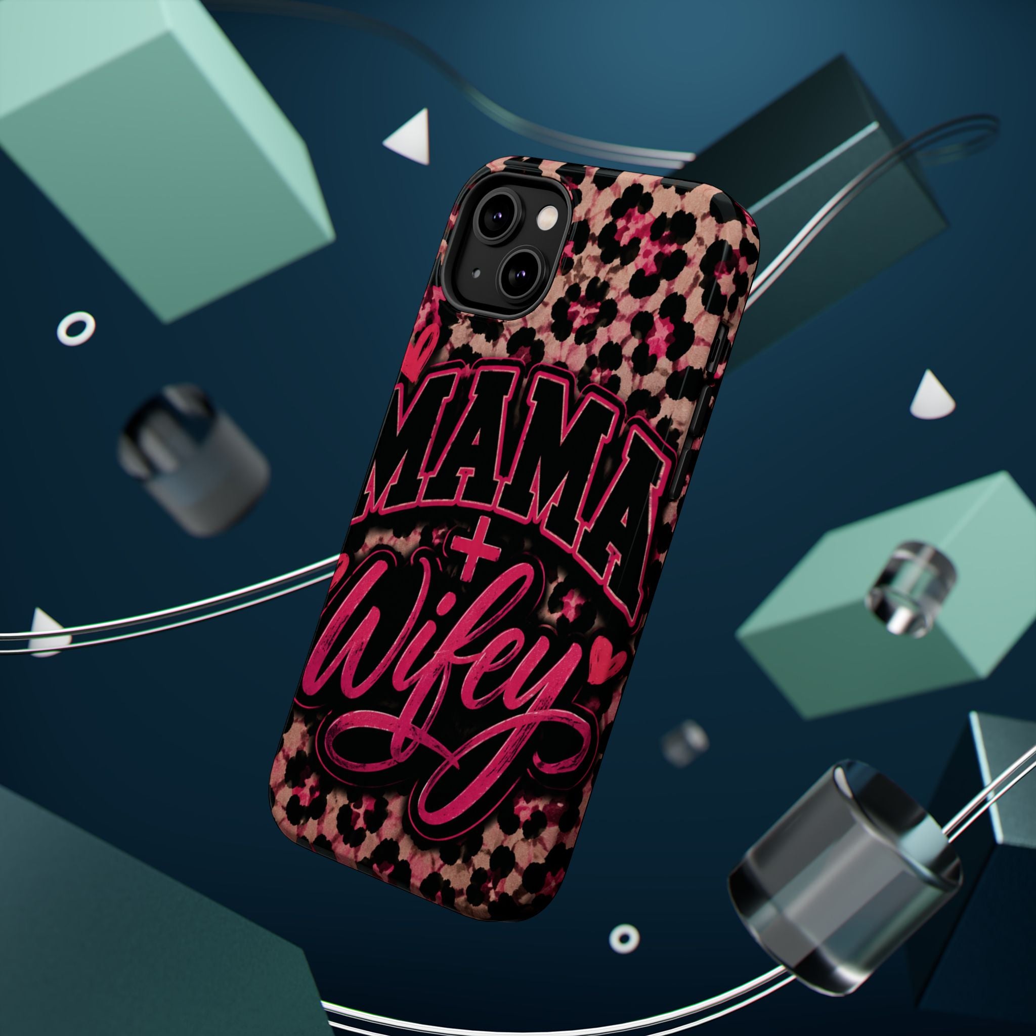 Phone Case — Pink Leopard "Mama Wifey" Magnetic Impact-Resistant Case