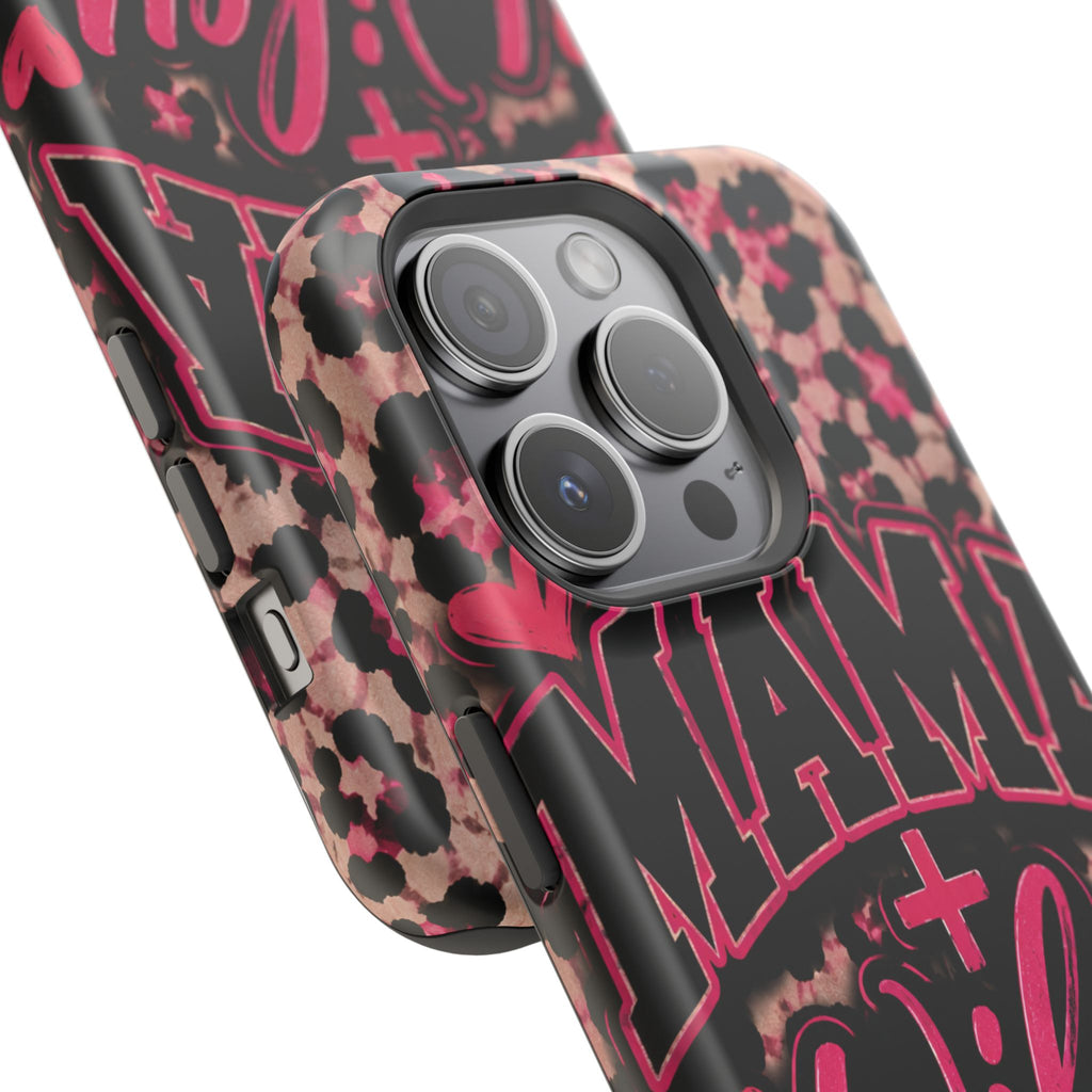 Phone Case — Pink Leopard "Mama Wifey" Magnetic Impact-Resistant Case