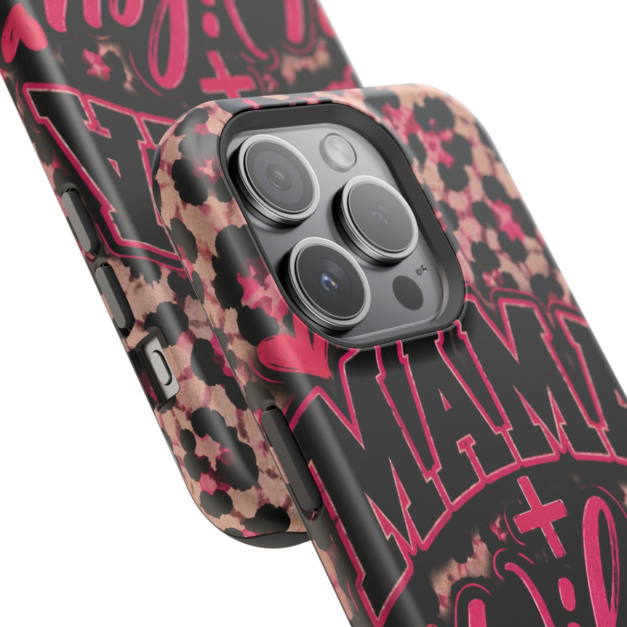 Phone Case — Pink Leopard "Mama Wifey" Magnetic Impact-Resistant Case