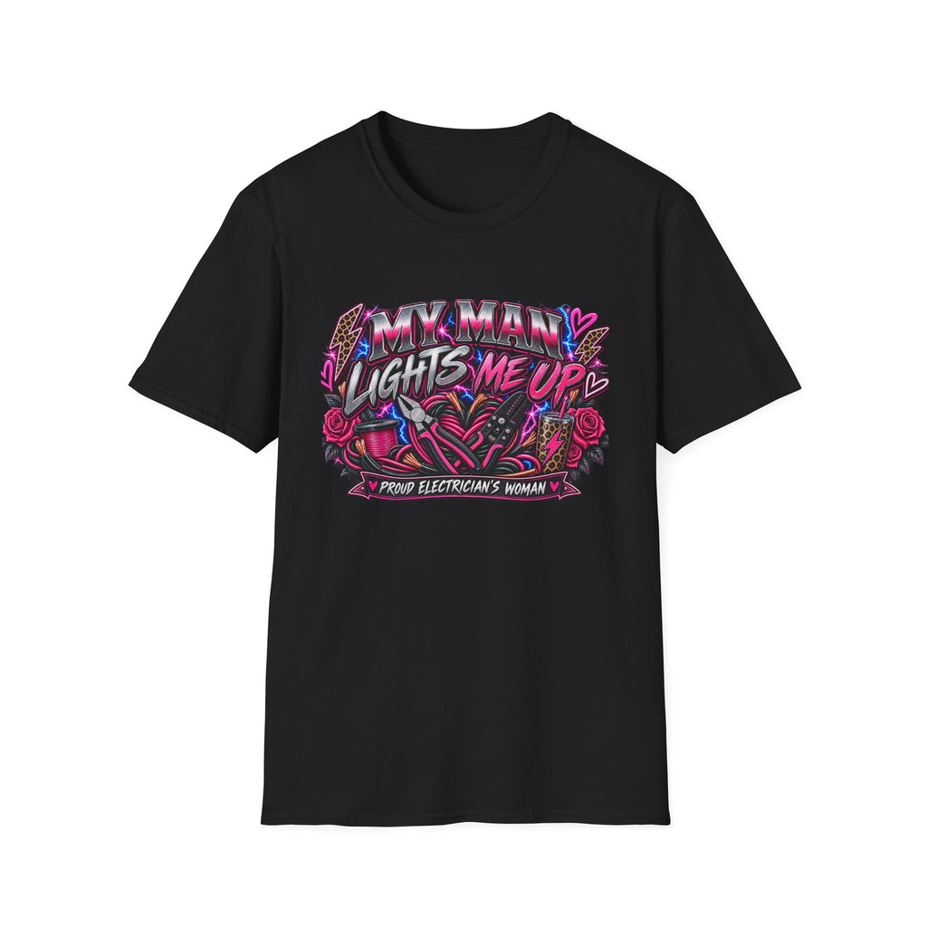 T‑Shirt — "My Man Lights Me Up" Retro Neon Floral Graphic Tee