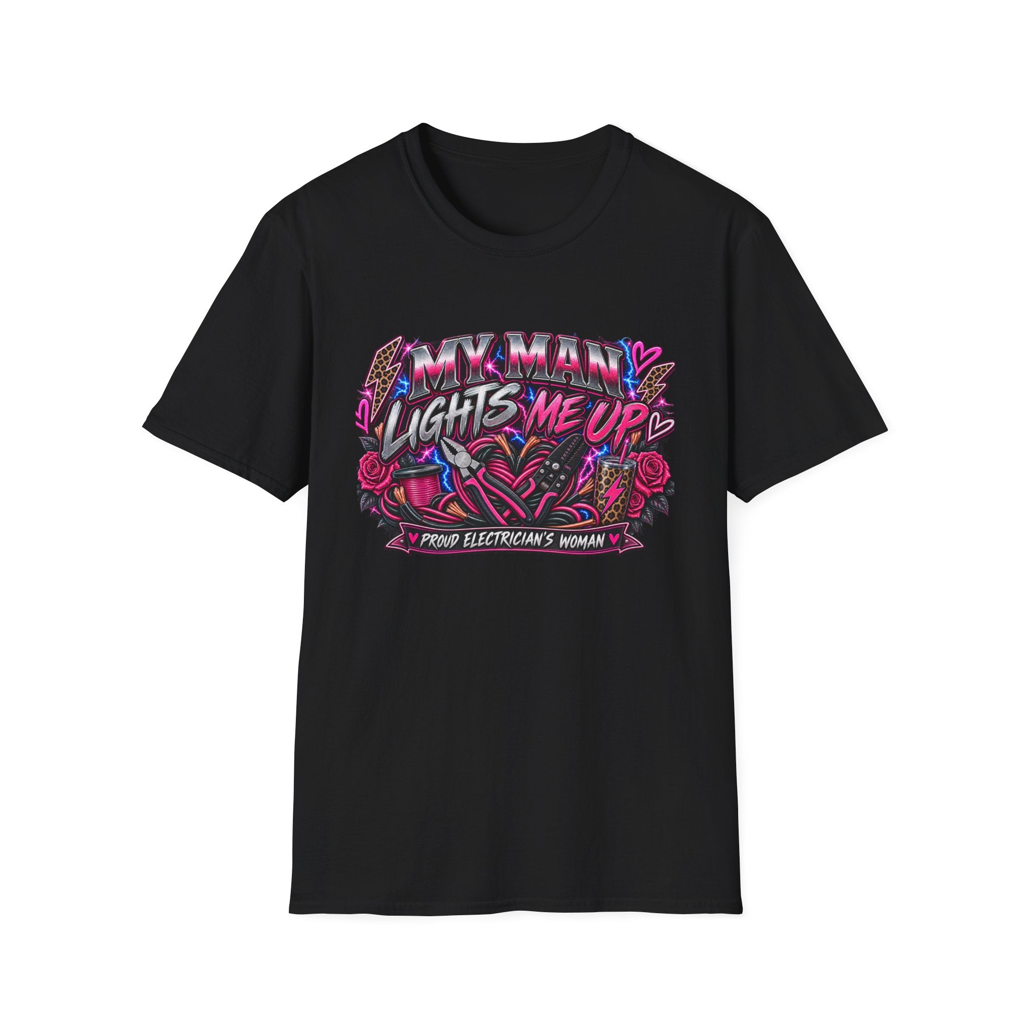 T‑Shirt — "My Man Lights Me Up" Retro Neon Floral Graphic Tee