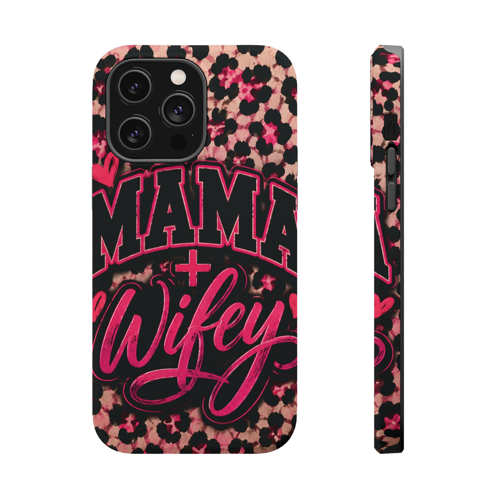 Phone Case — Pink Leopard "Mama Wifey" Magnetic Impact-Resistant Case