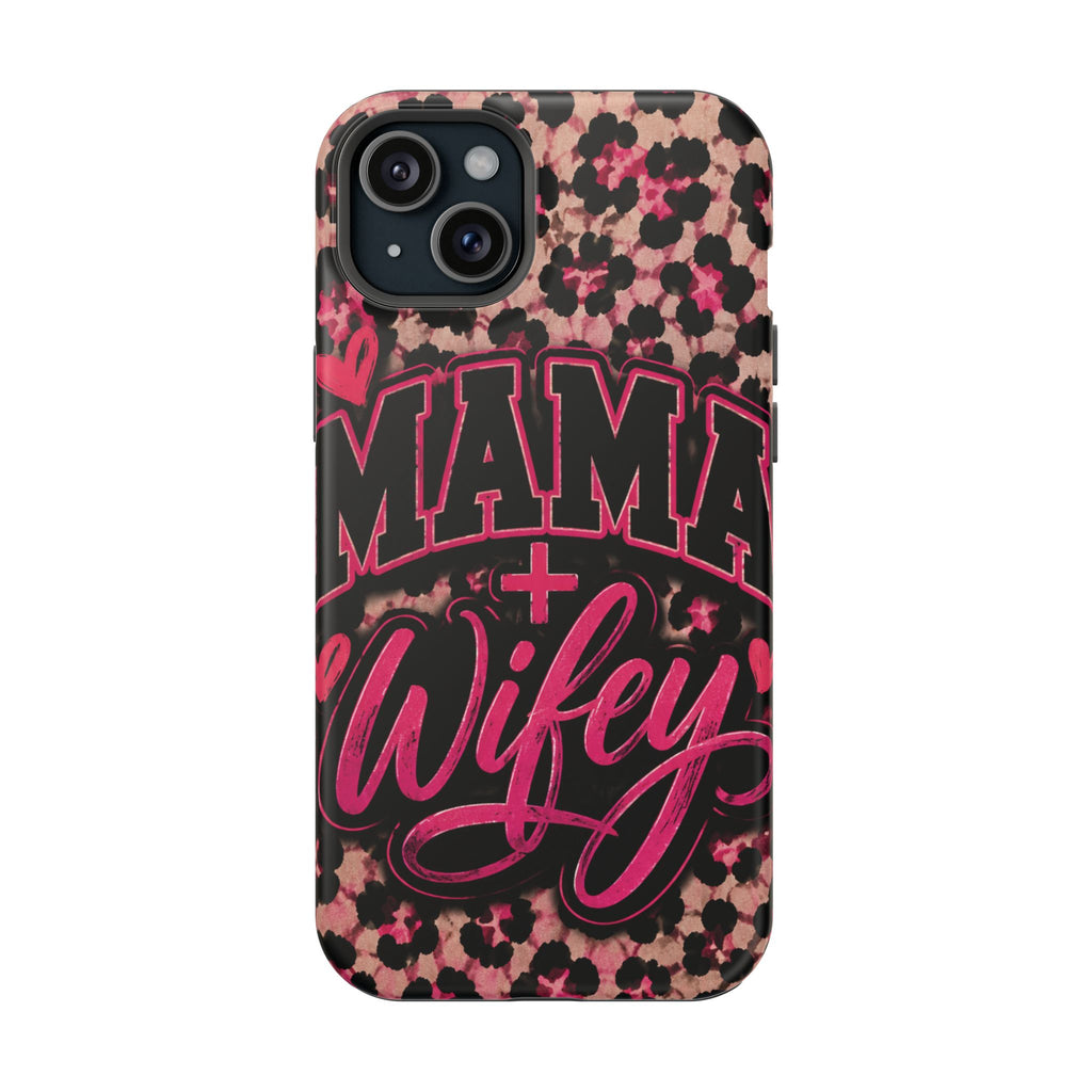 Phone Case — Pink Leopard "Mama Wifey" Magnetic Impact-Resistant Case
