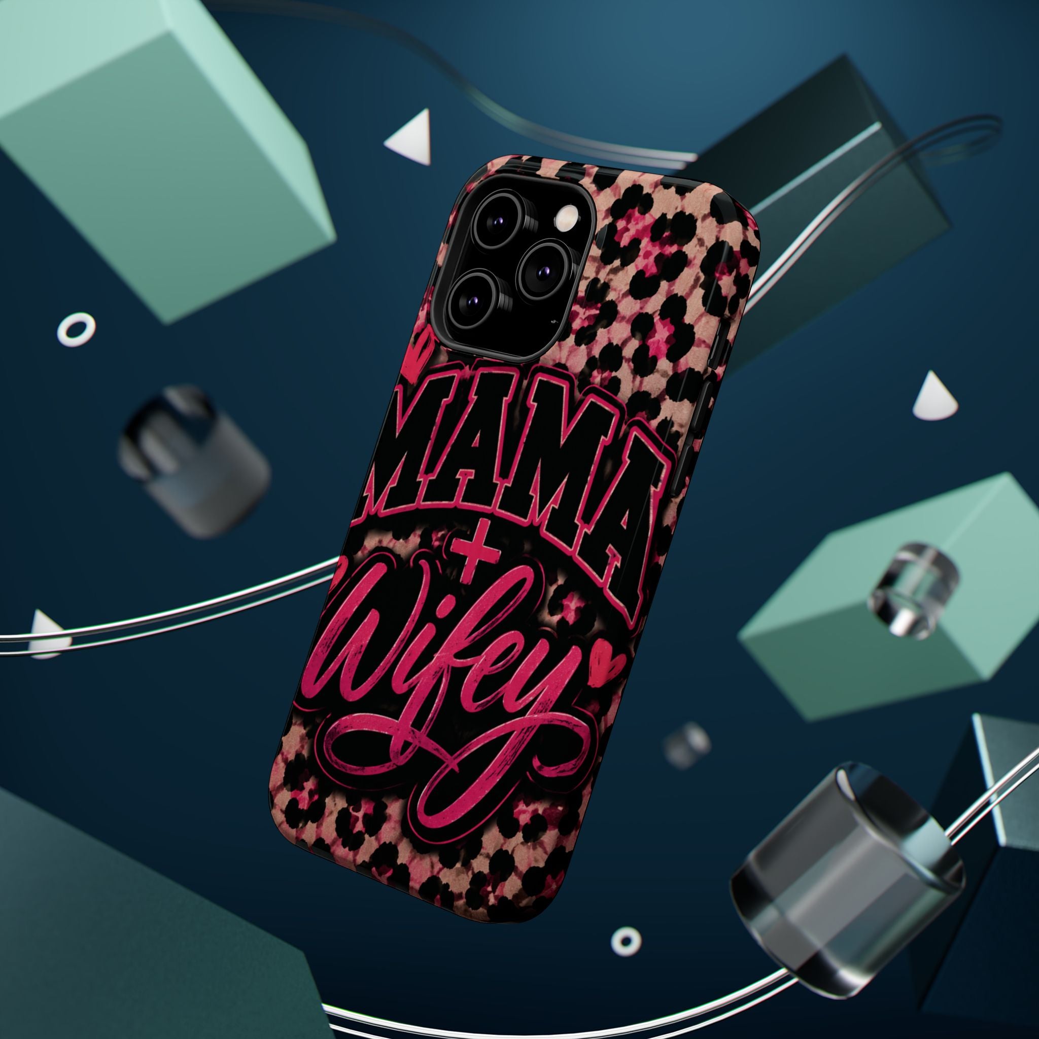 Phone Case — Pink Leopard "Mama Wifey" Magnetic Impact-Resistant Case
